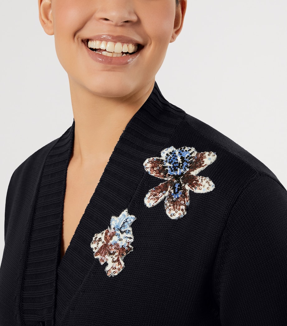Marina Rinaldi Womens Cotton Embellished Top and Cardigan Set Midnightblue Image 7