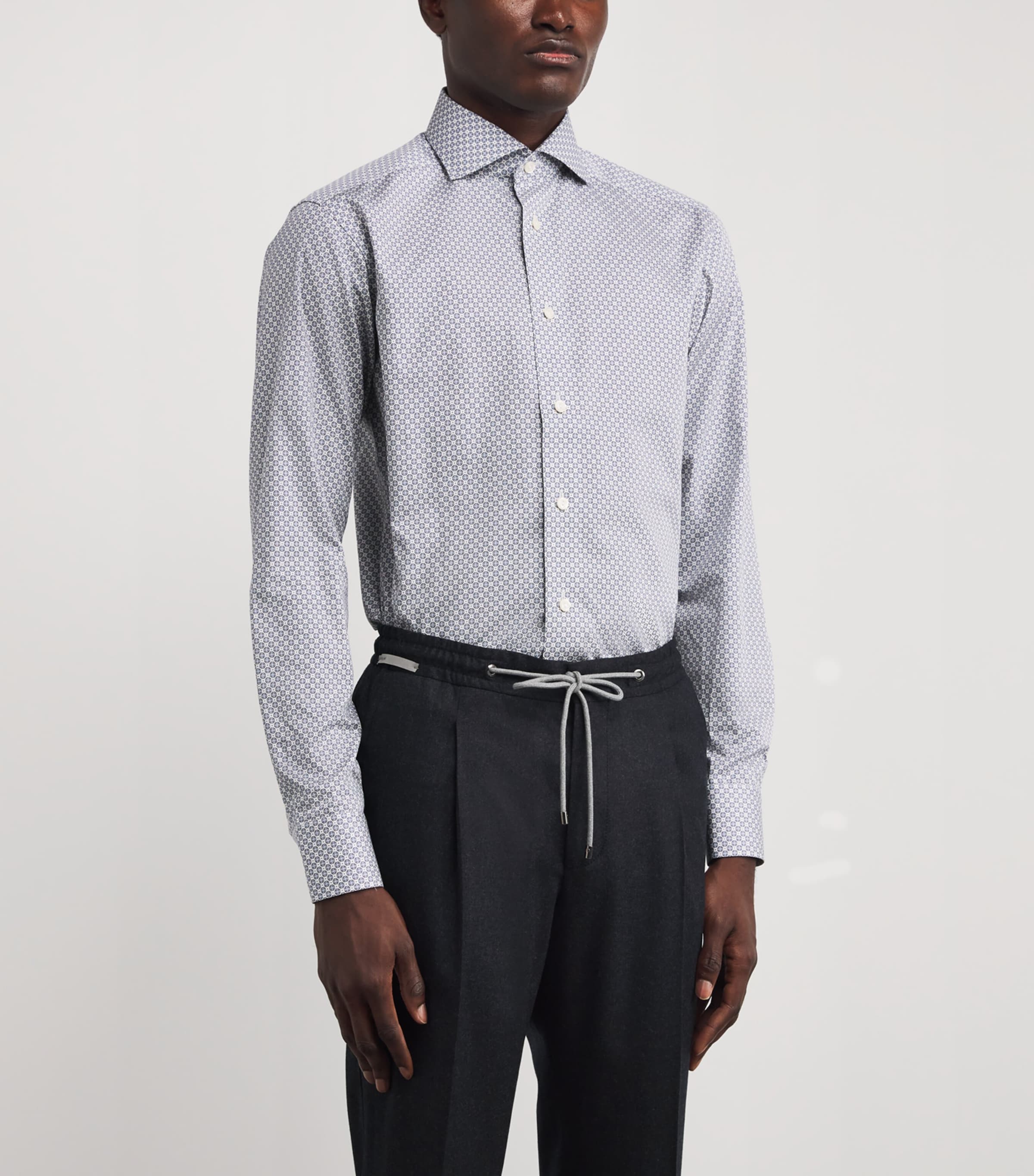 Cotton Signature Twill Medallion Print Shirt MID BLUE Image 3