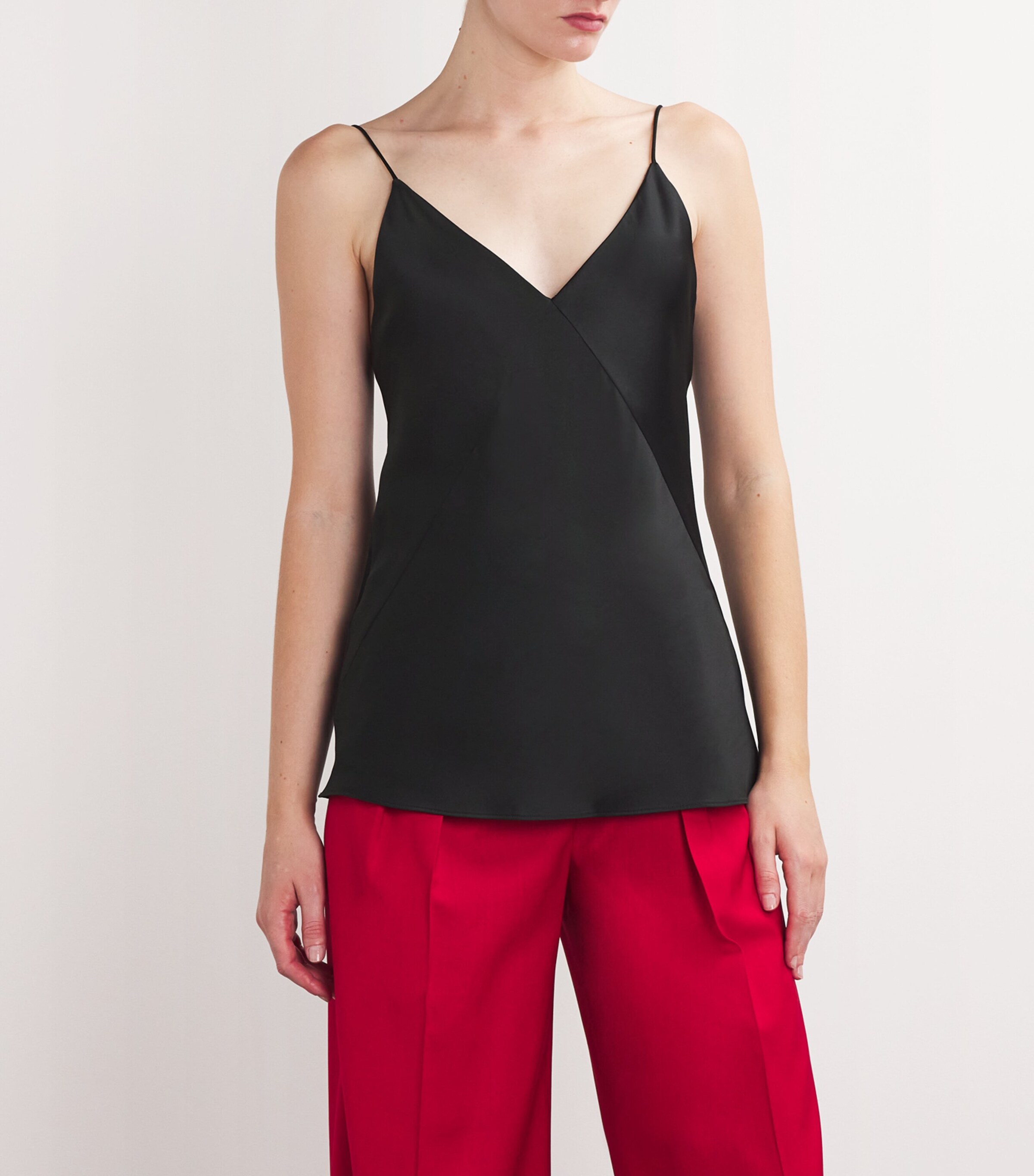 Silk-Blend Cami Top BLACK Image 3