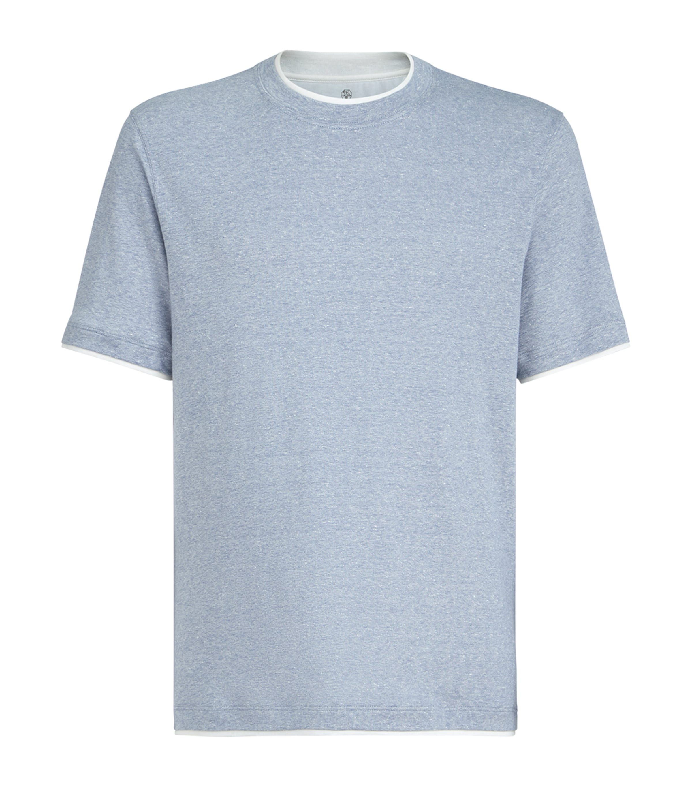 Brunello Cucinelli Mens Linen-Cotton Faux-Layered T-Shirt Image 1