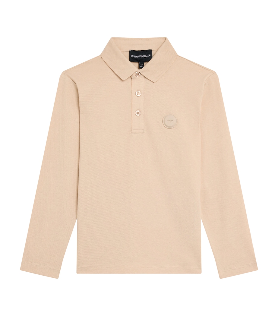 Cotton Logo Long-Sleeve Polo Shirt (4-16 Years) U1156FRENCH OAK Image 1