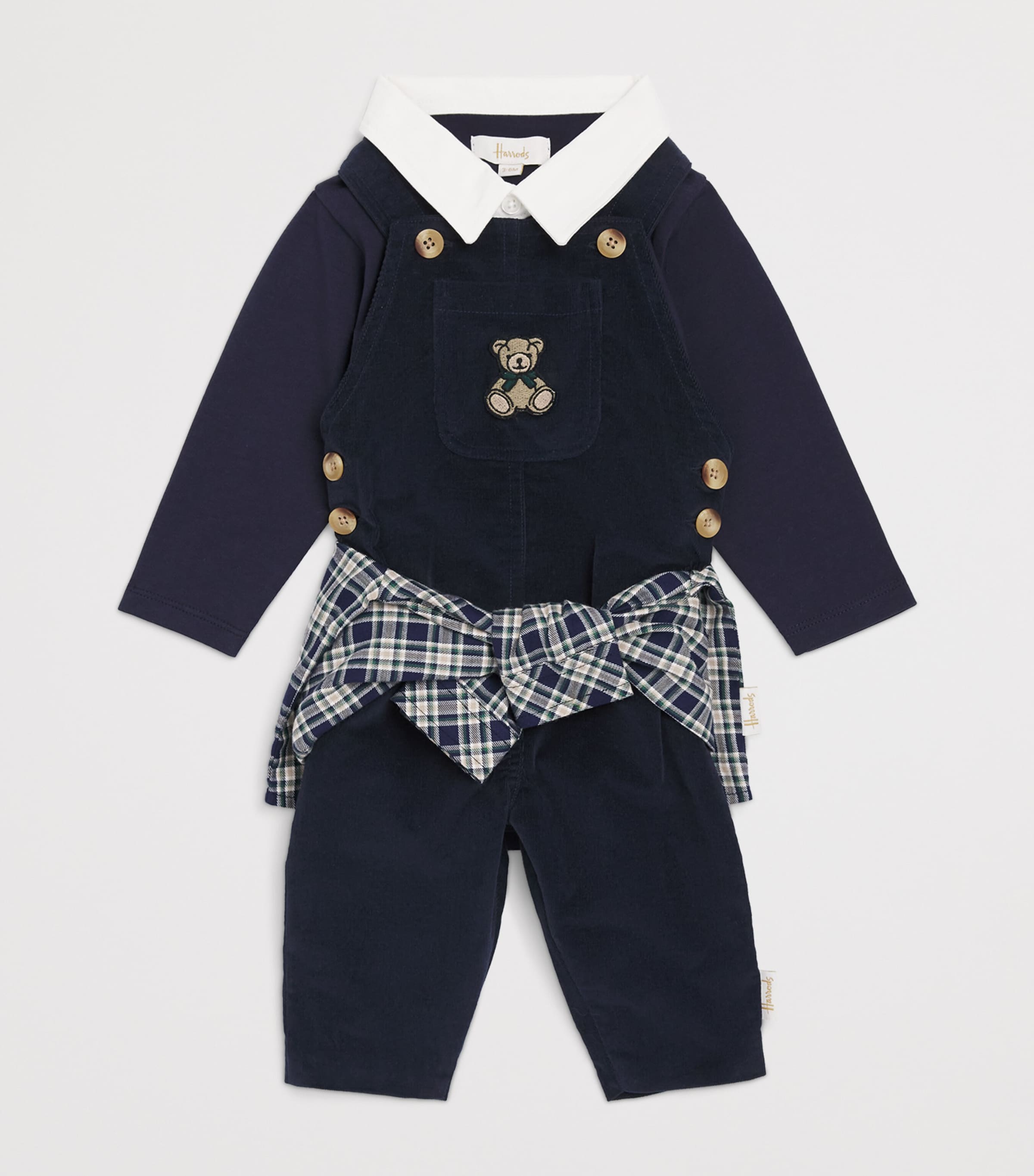 Harrods Corduroy Dungarees (0-18 Months) Navy Image 3