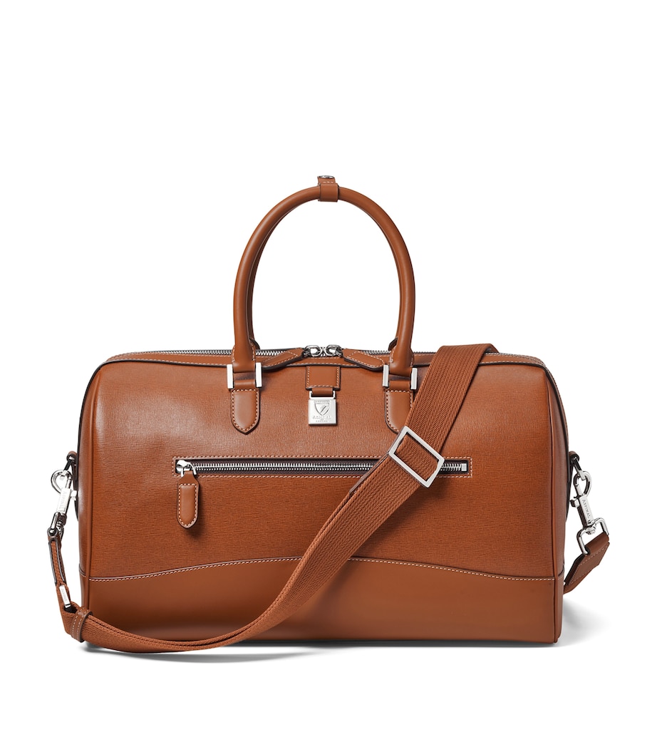Leather Connaught Flight Holdall Bag TAN Image 1