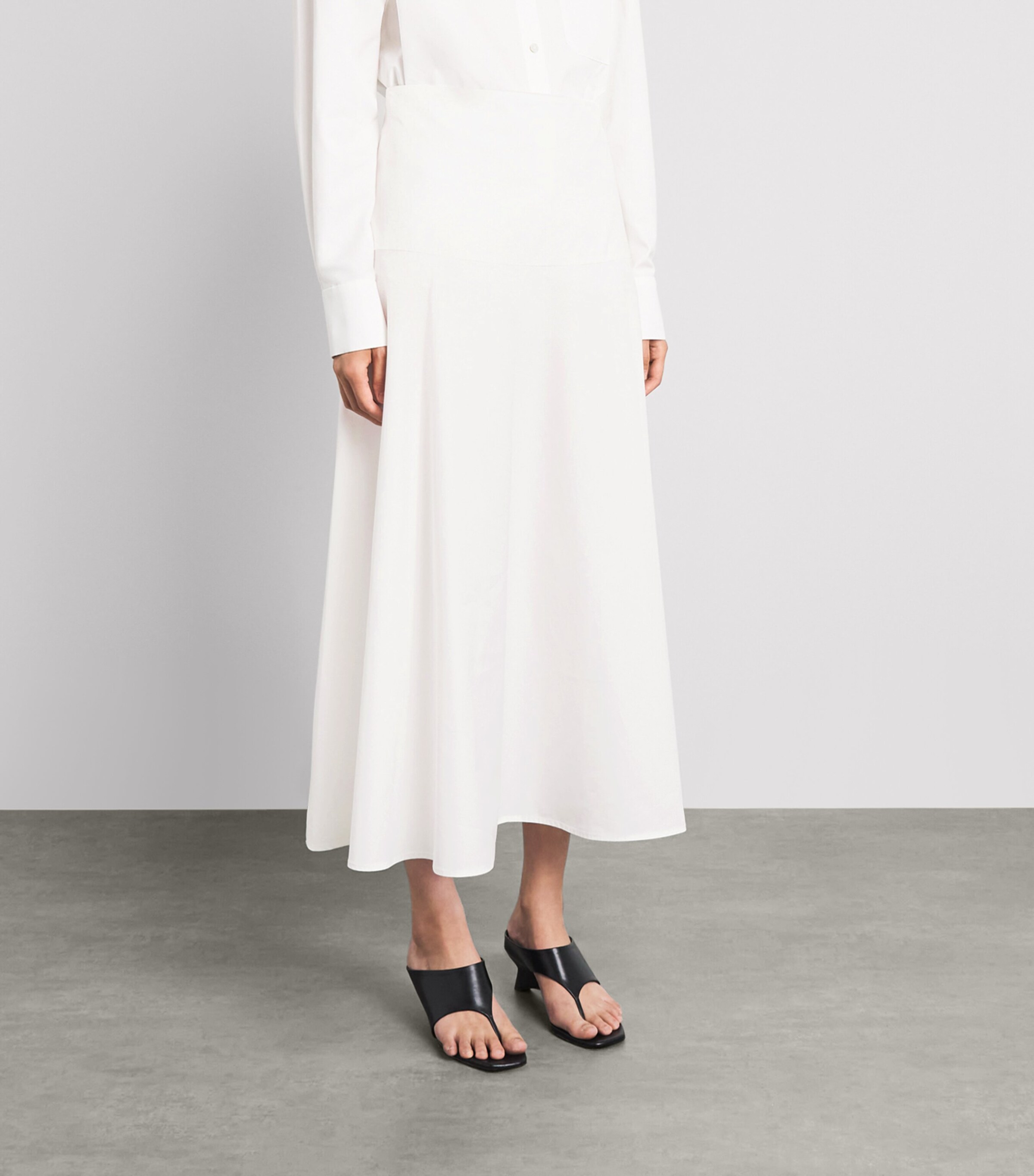 Almada Label Womens Cotton Poplin Ona Midi Skirt White Image 4