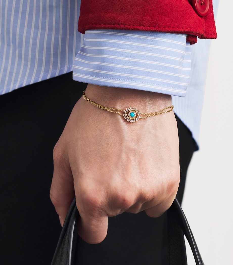Suzanne Kalan Yellow Gold, Diamond and Turquoise Evil Eye Chain Bracelet Yg/turq Image 2