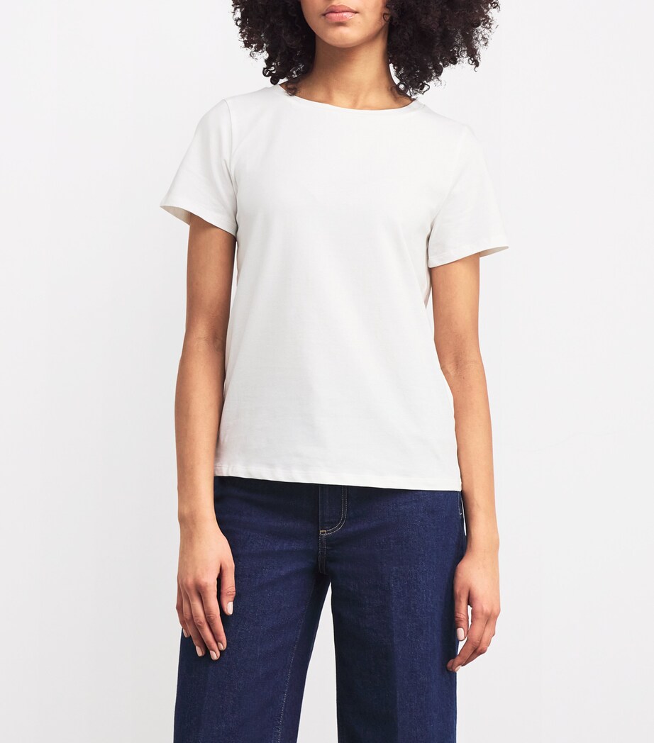 Weekend Max Mara Womens Stretch-Cotton T-Shirt White Image 3