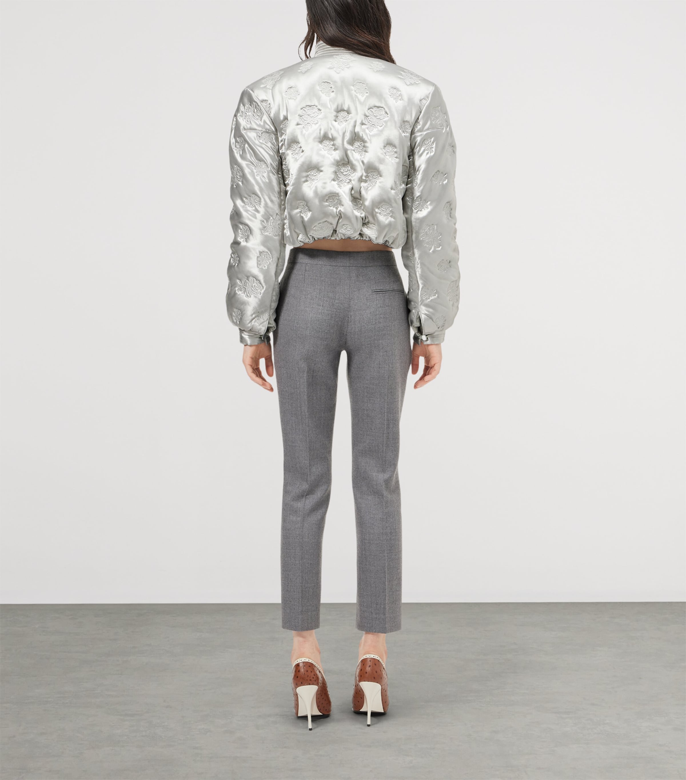 McQueen Womens Wool Cropped Cigarette Trousers Image 3