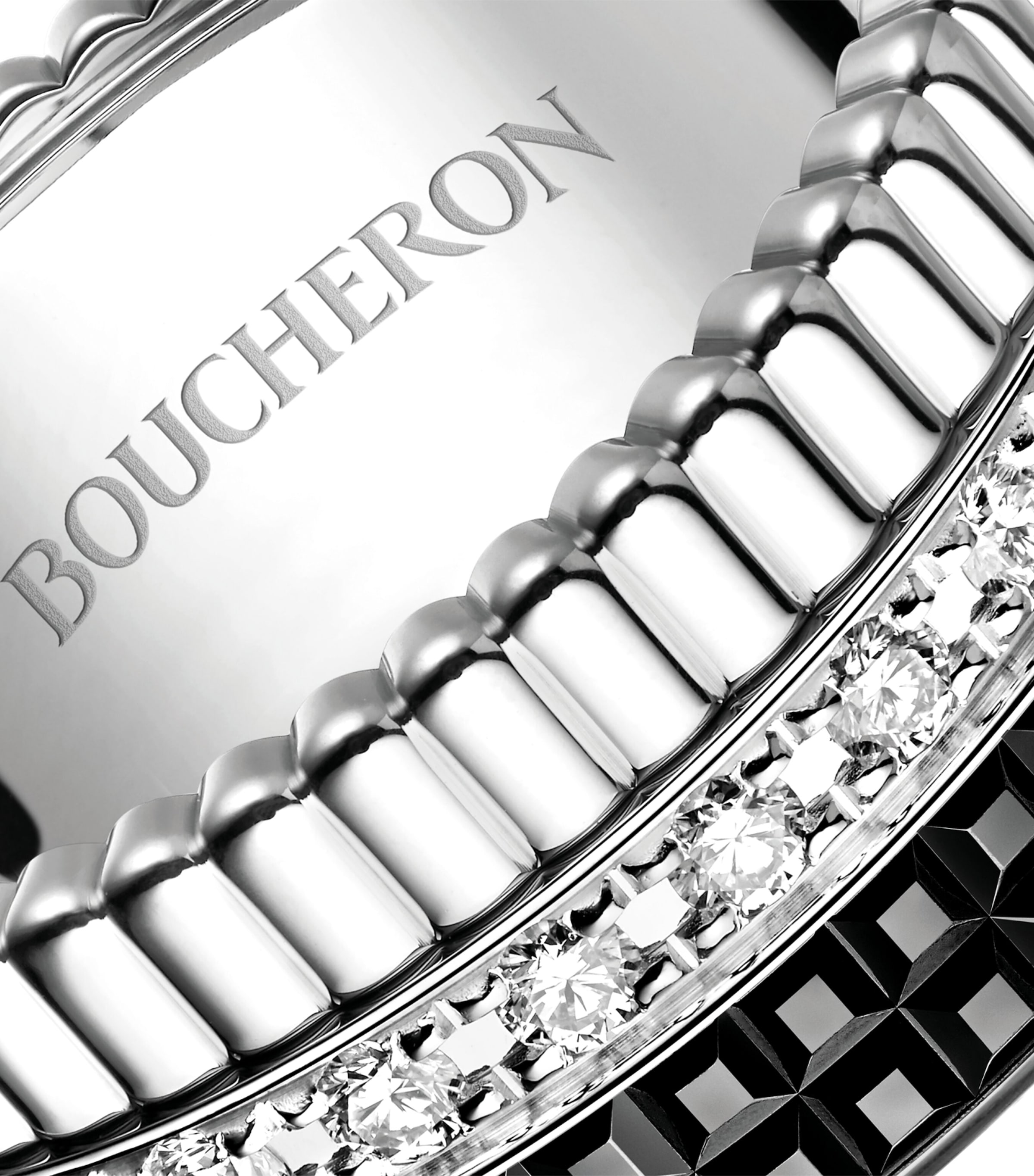 Large White Gold and Diamond Quatre Black Ring NO COLOUR Image 3