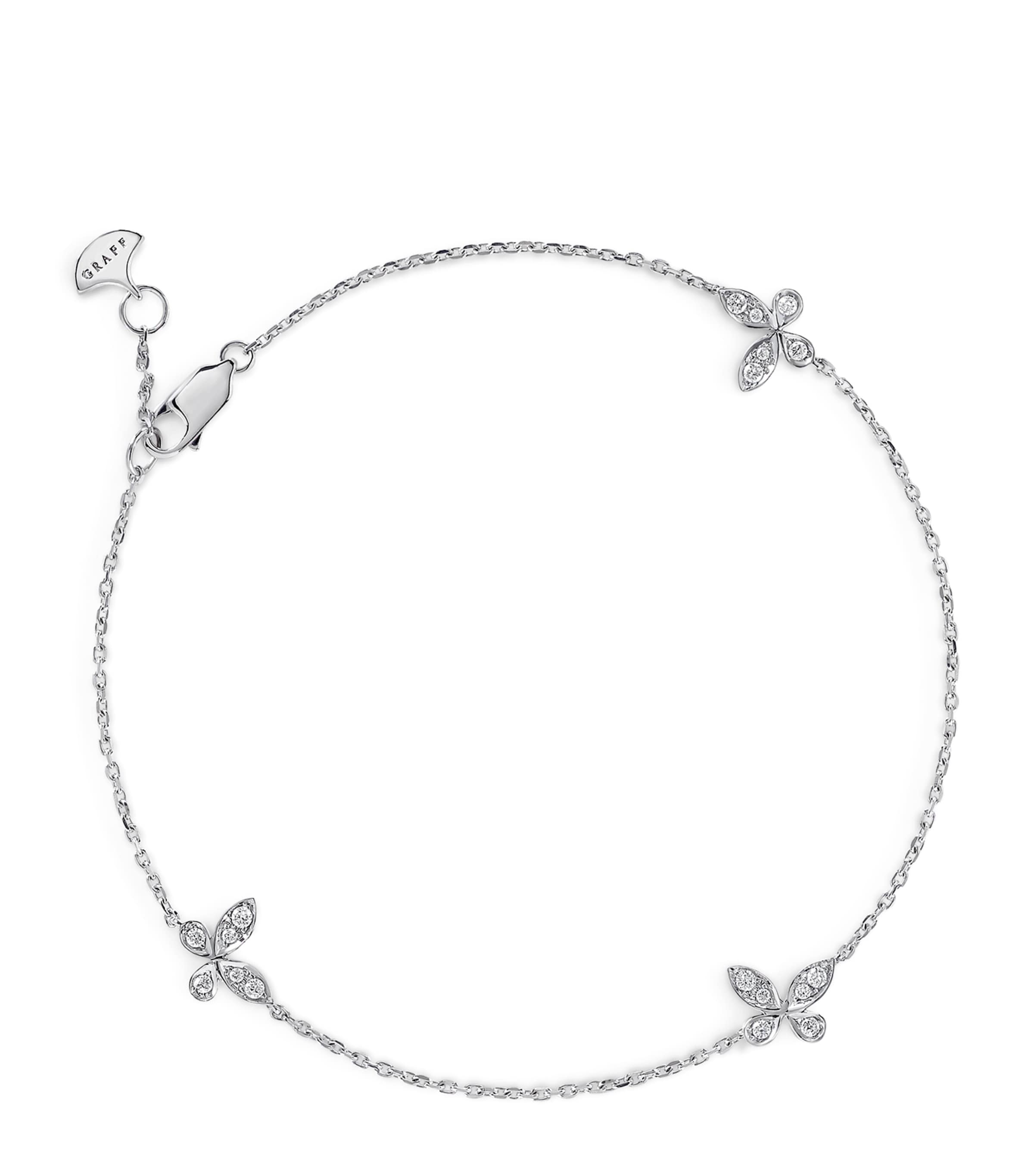 Small White Gold and Diamond Butterfly Bracelet WHITE GOLD Image 1