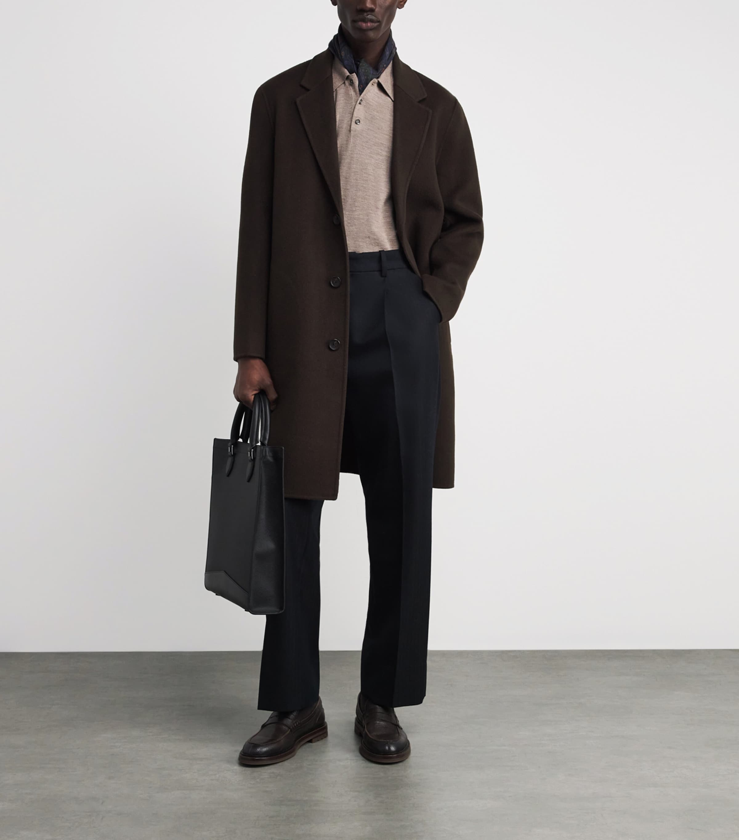 Superfine Cashmere Fin Polo Shirt HB0273 PEBBLE Image 2