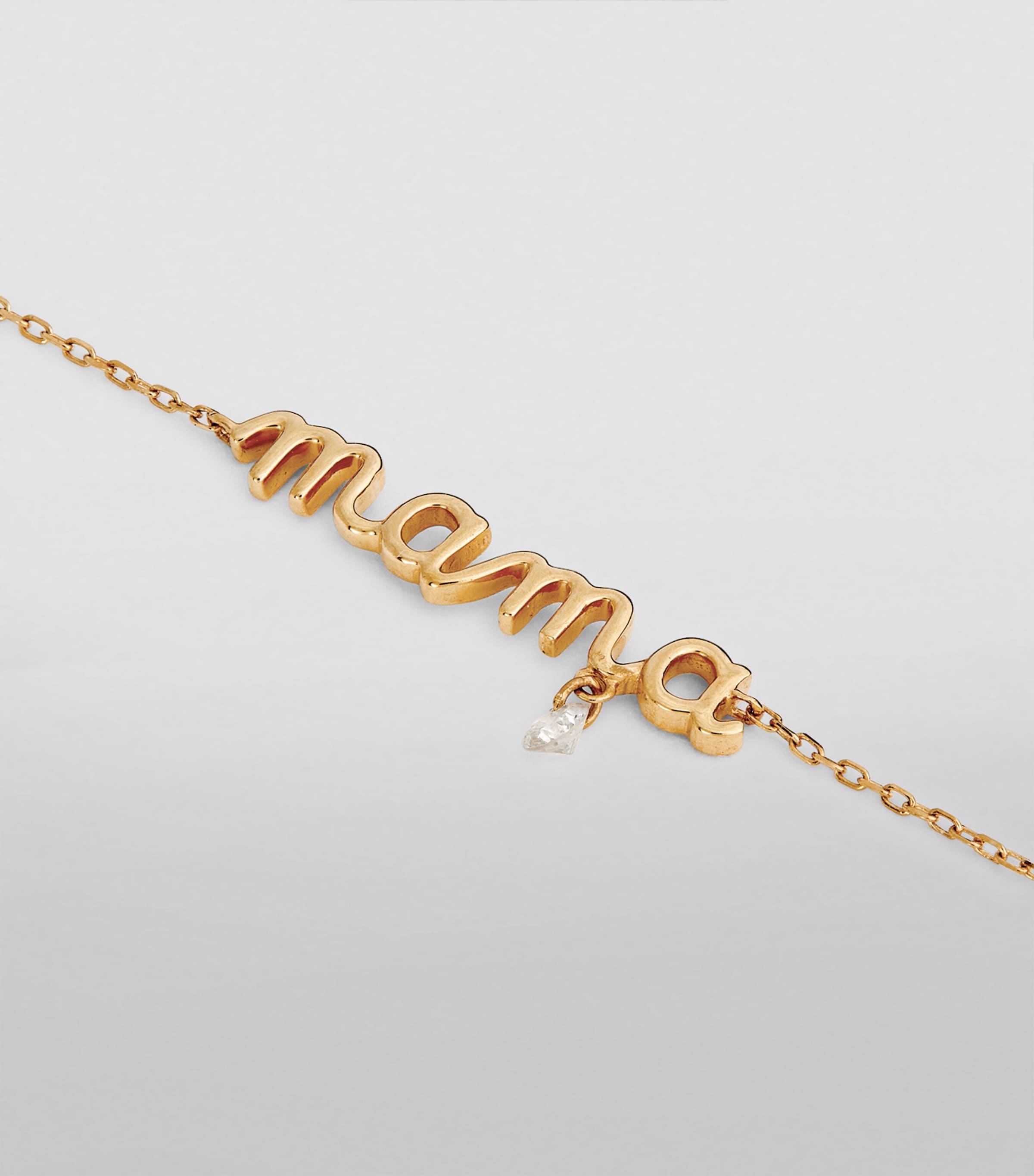 Yellow Gold and Diamond Around the Words Mama Bracelet GOLD Image 2