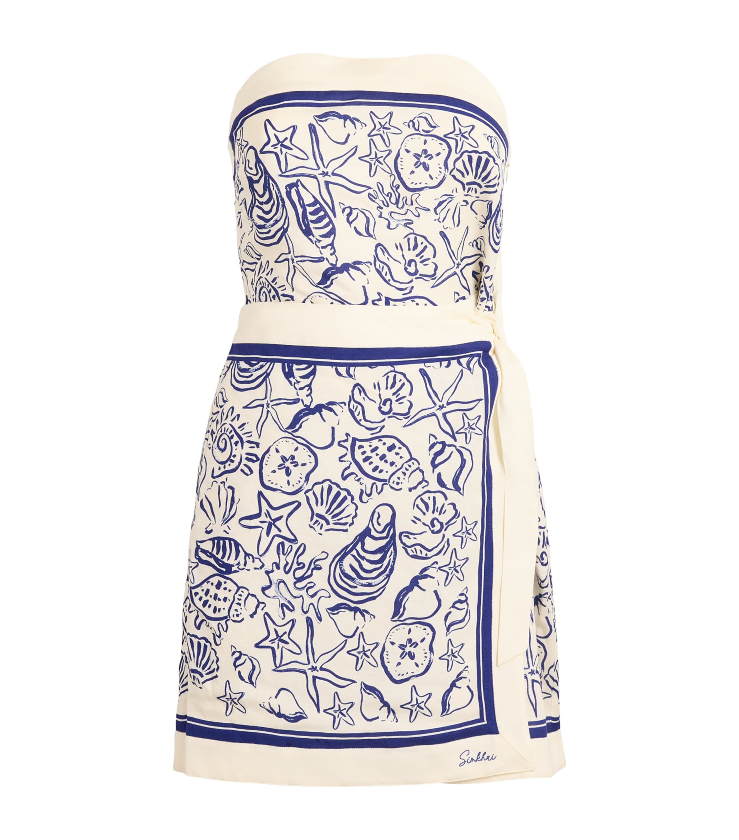 Simkhai Linen-blend Darbie Mini Dress In Blue