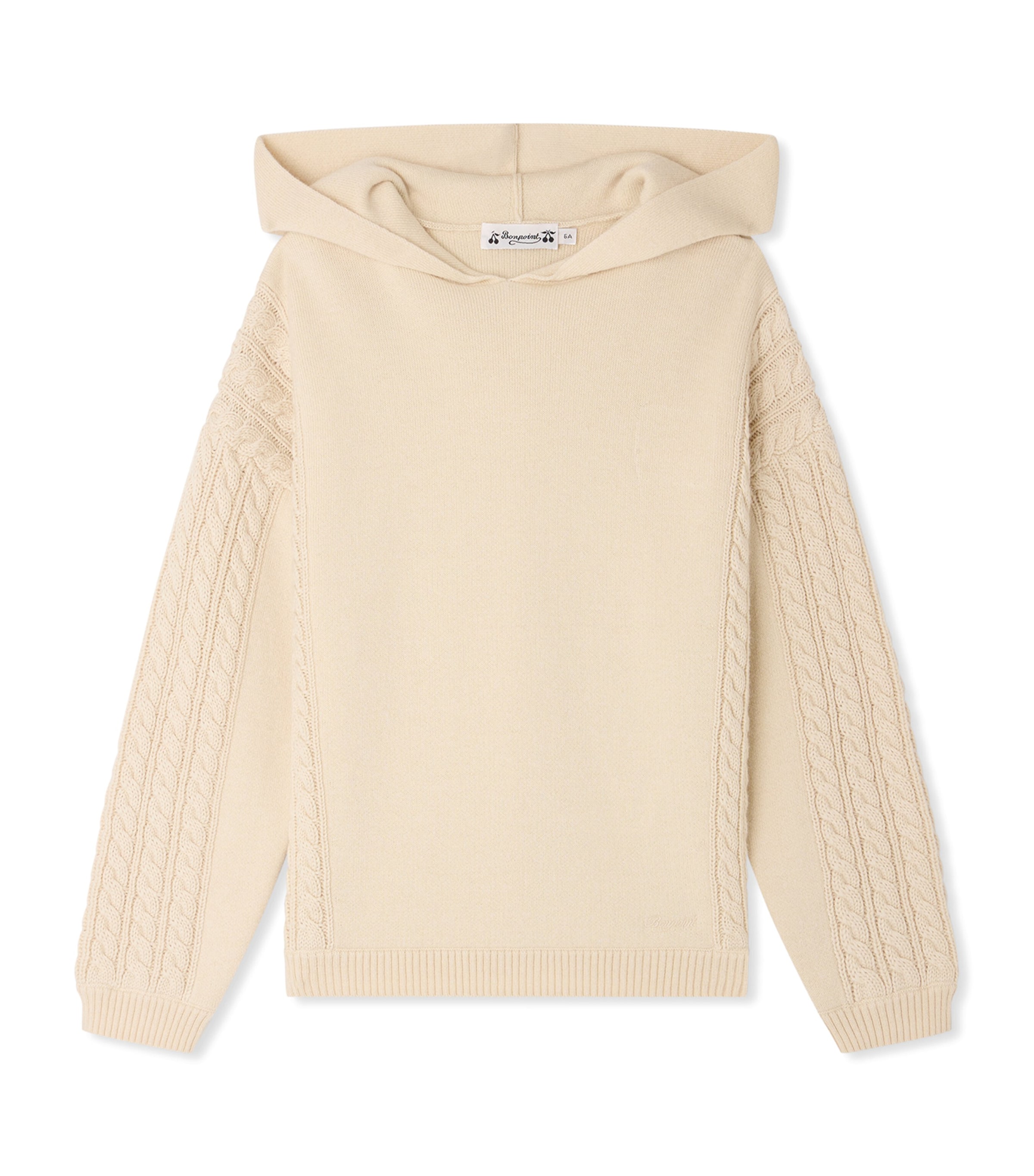 Bonpoint Wool-Blend Knitted Hoodie (4-8 Years) Upb Ecru Image 1