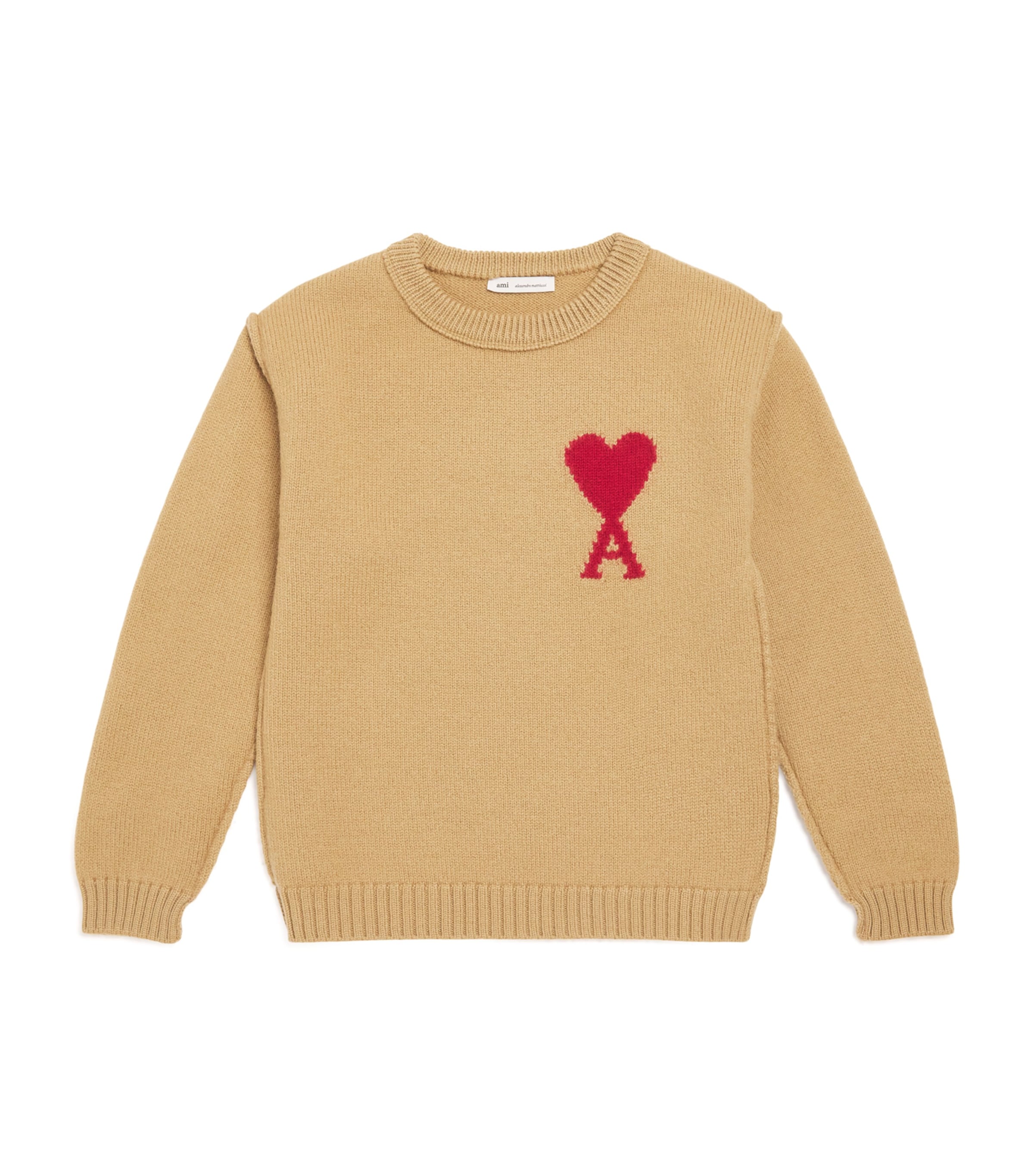 Ami Alexandre Mattiussi Wool Ami De Coeur Sweater In Neutral