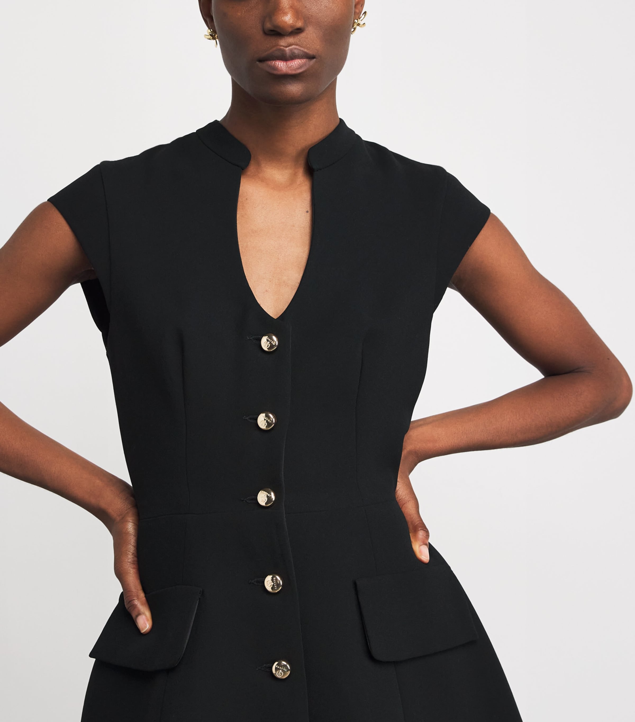 Structured Buttoned Mini Dress BLACK Image 4