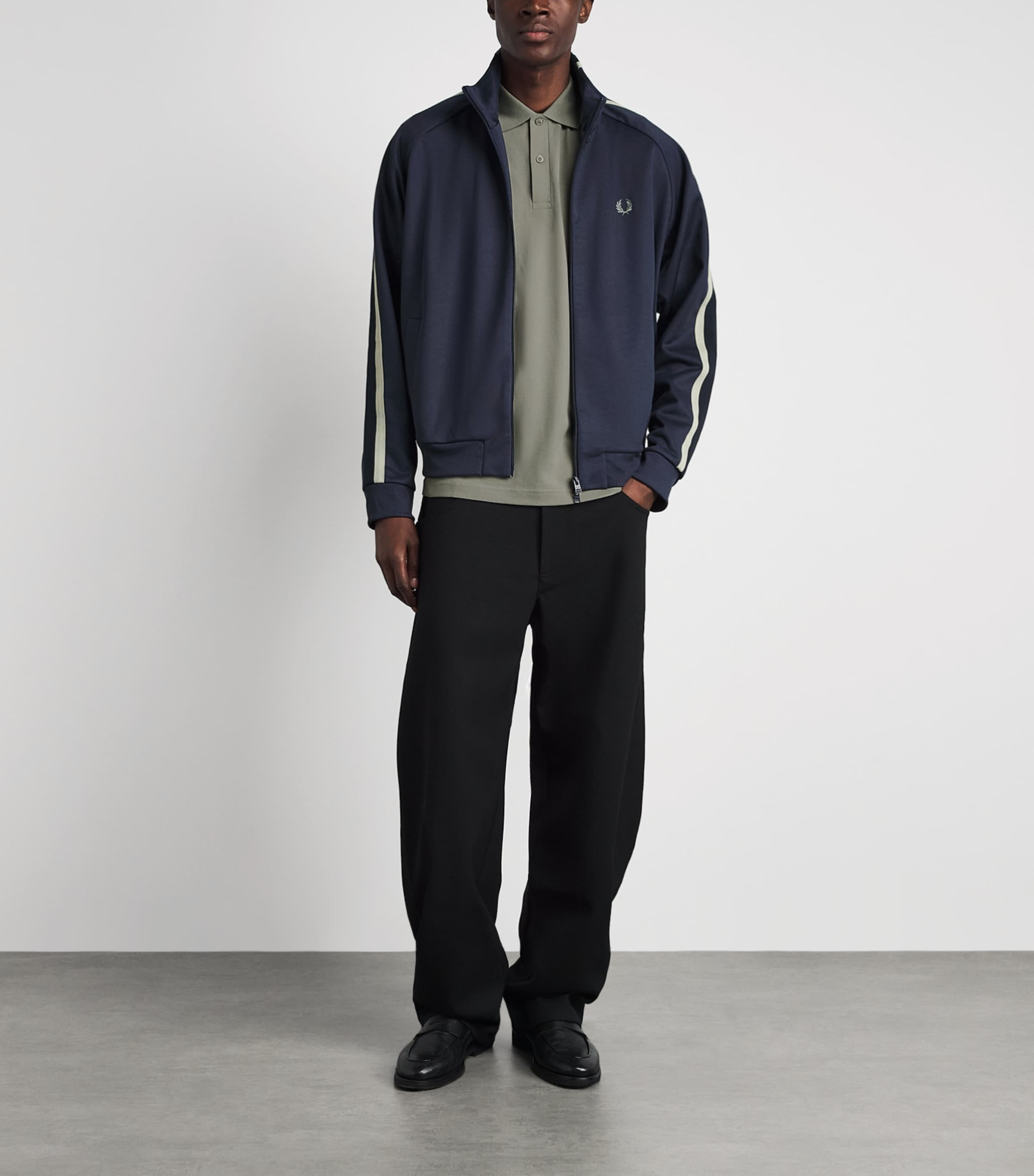 Fred Perry Mens Cotton Twin Tipped Polo Shirt Seagrass/drkairf Image 2