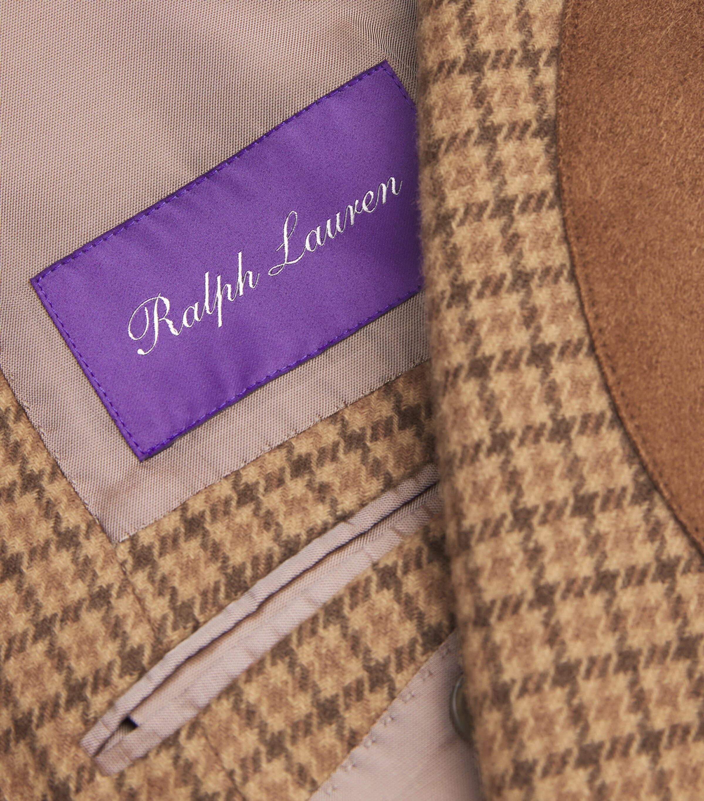 Ralph Lauren Purple Label Mens Cashmere-Wool Tweed Kent Blazer Camel Image 5