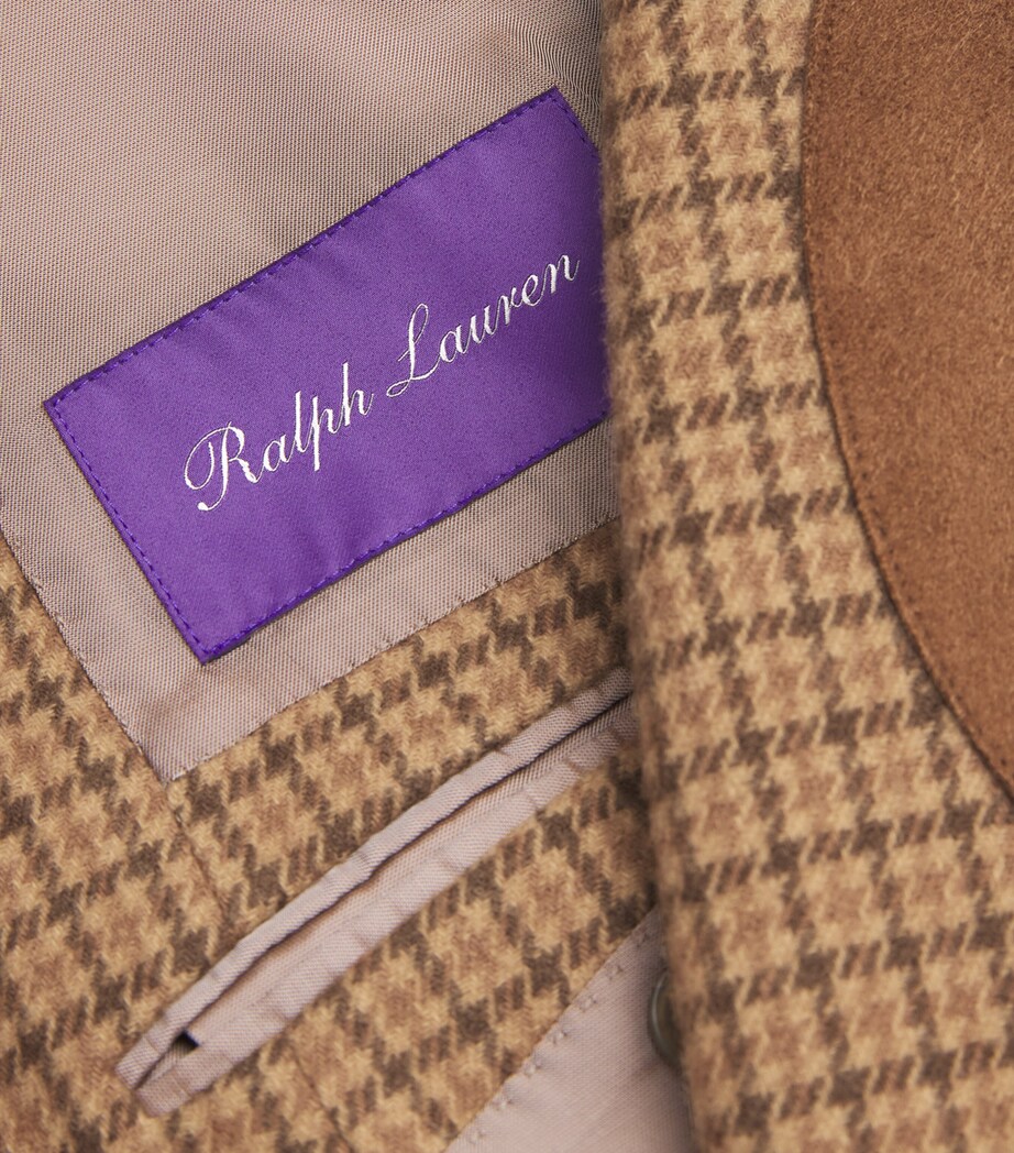 Ralph Lauren Purple Label Mens Cashmere-Wool Tweed Kent Blazer Camel Image 5