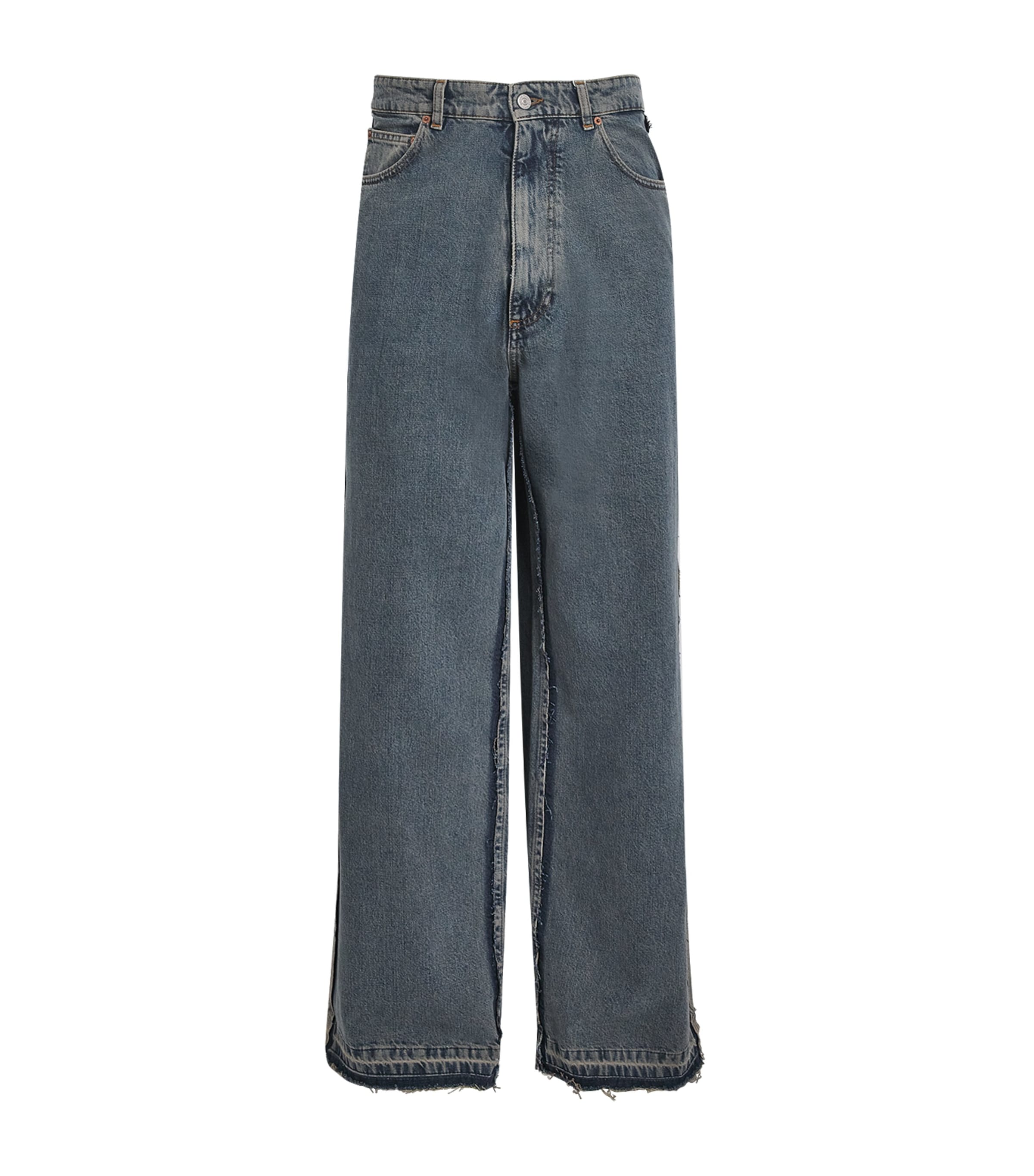 Mm6 Maison Margiela Oversized Distressed-detail Jeans In Blue