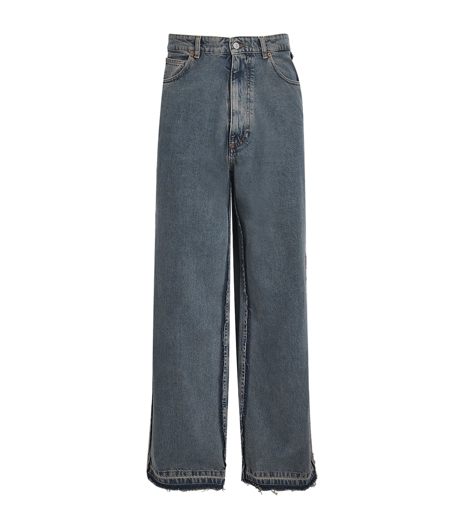MM6 Maison Margiela Mens Oversized Distressed-Detail Jeans Light Grey Image 1
