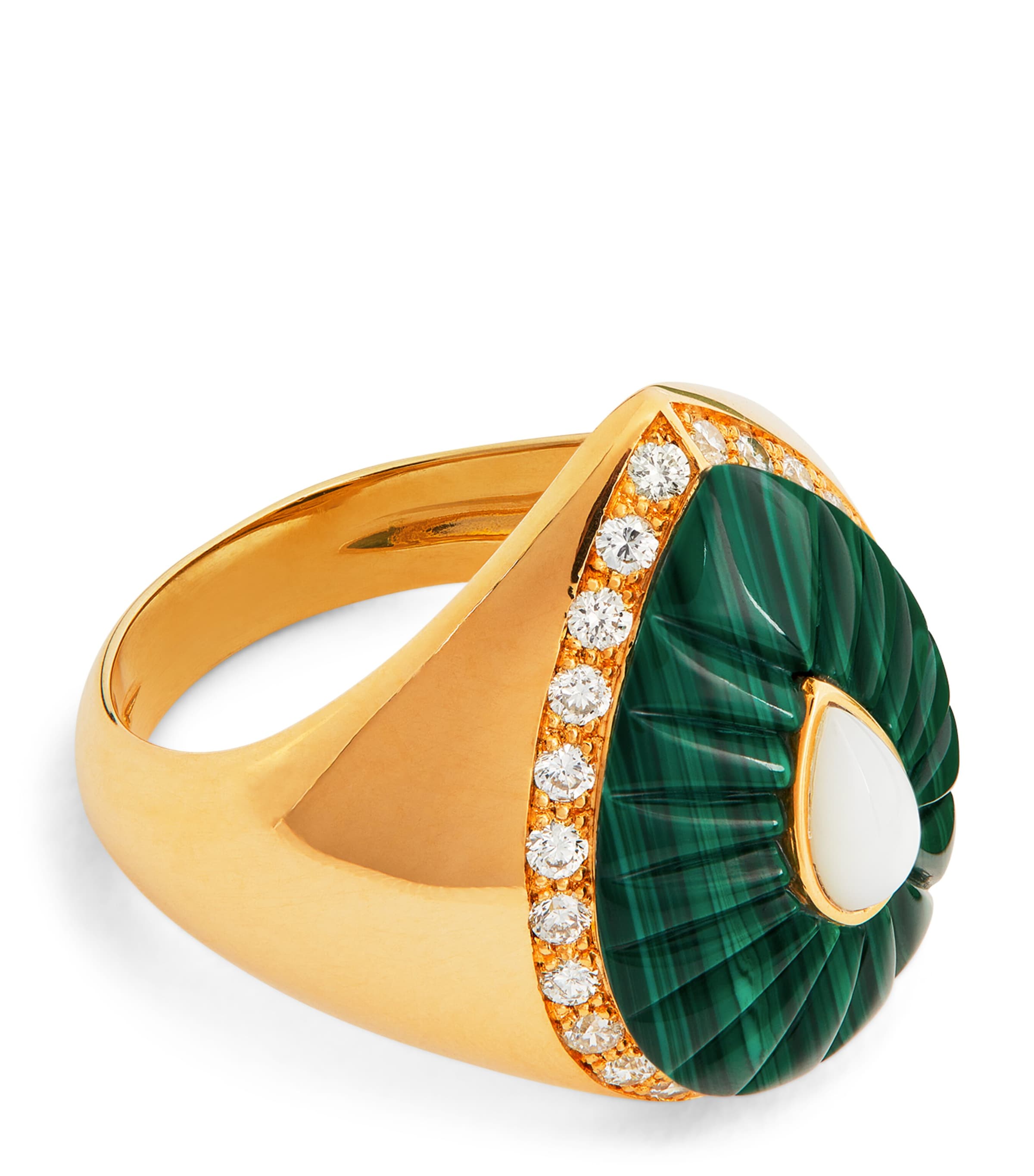 L'ATELIER NAWBAR Yellow Gold, Diamond and Malachite Bond Street Pinky Ring Yellow Gold Image 1