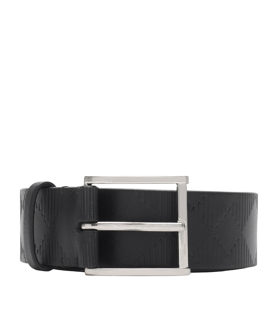 Leather Check-Embossed Belt BLACK Image 1