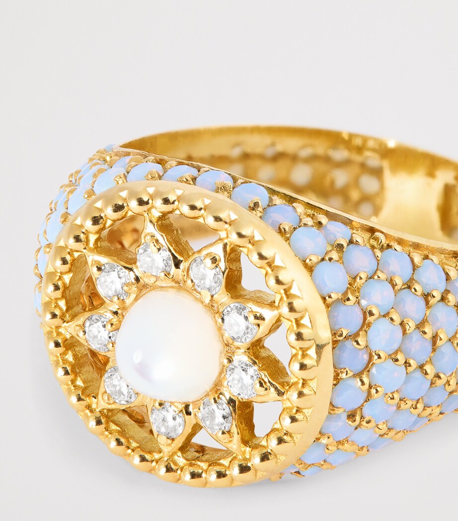 L'ATELIER NAWBAR Yellow Gold, Diamond and Mother-of-Pearl Cosmic Love Ring Yellow Gold Image 6