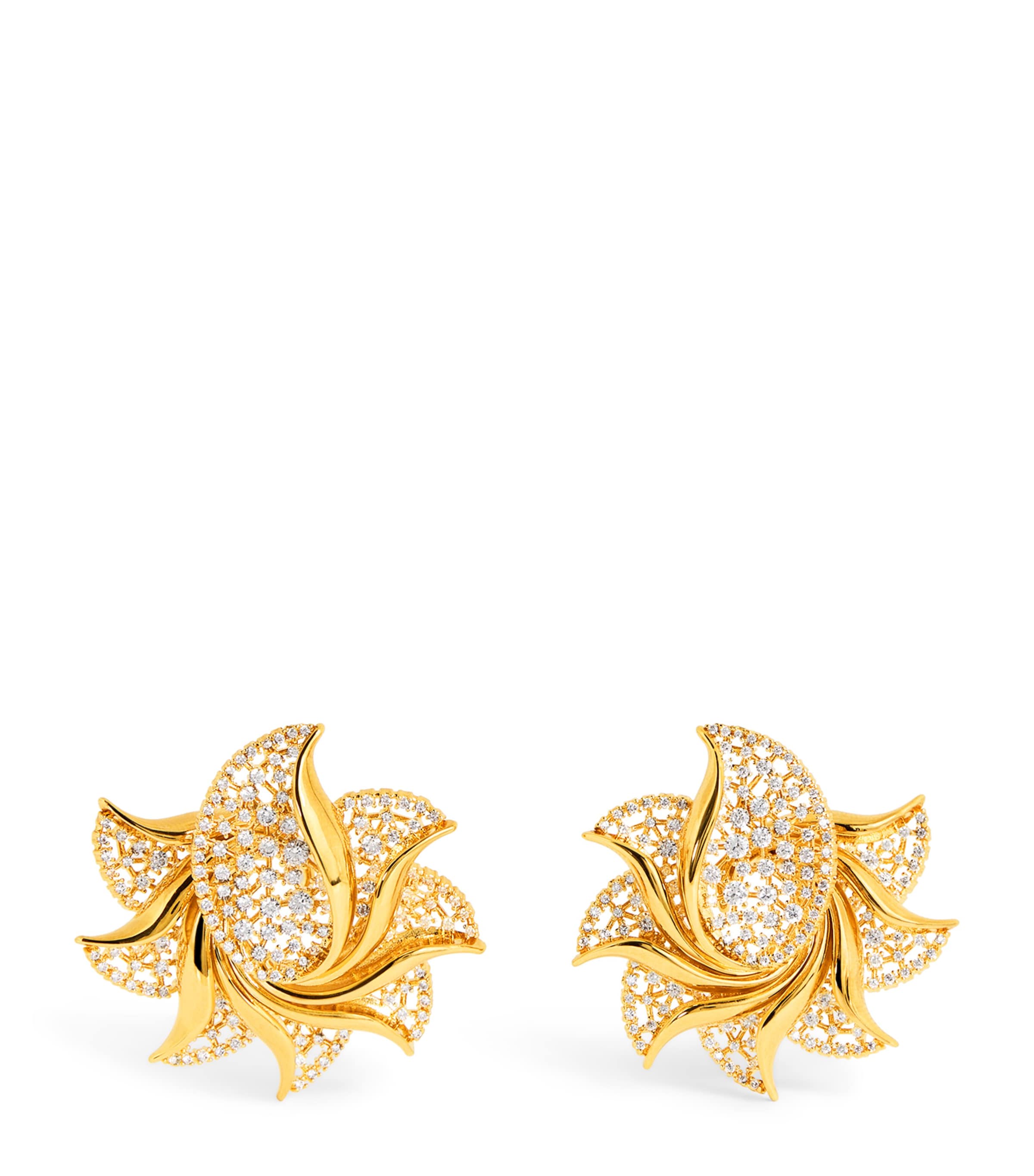 ZIMMERMANN YELLOW GOLD-PLATED NOVA PAVE STUD EARRINGS 