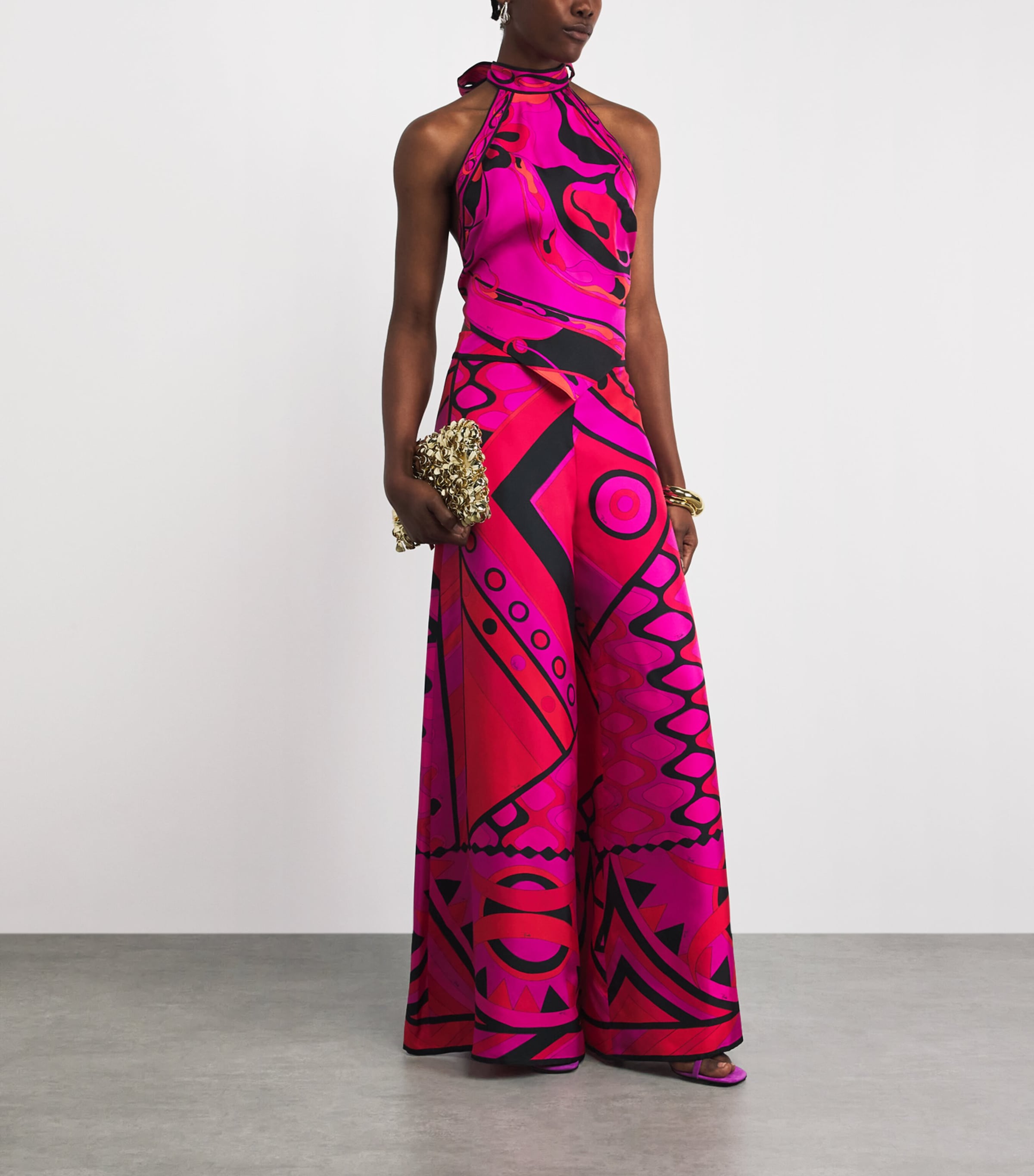 PUCCI Womens Silk Printed Halterneck Top Image 2