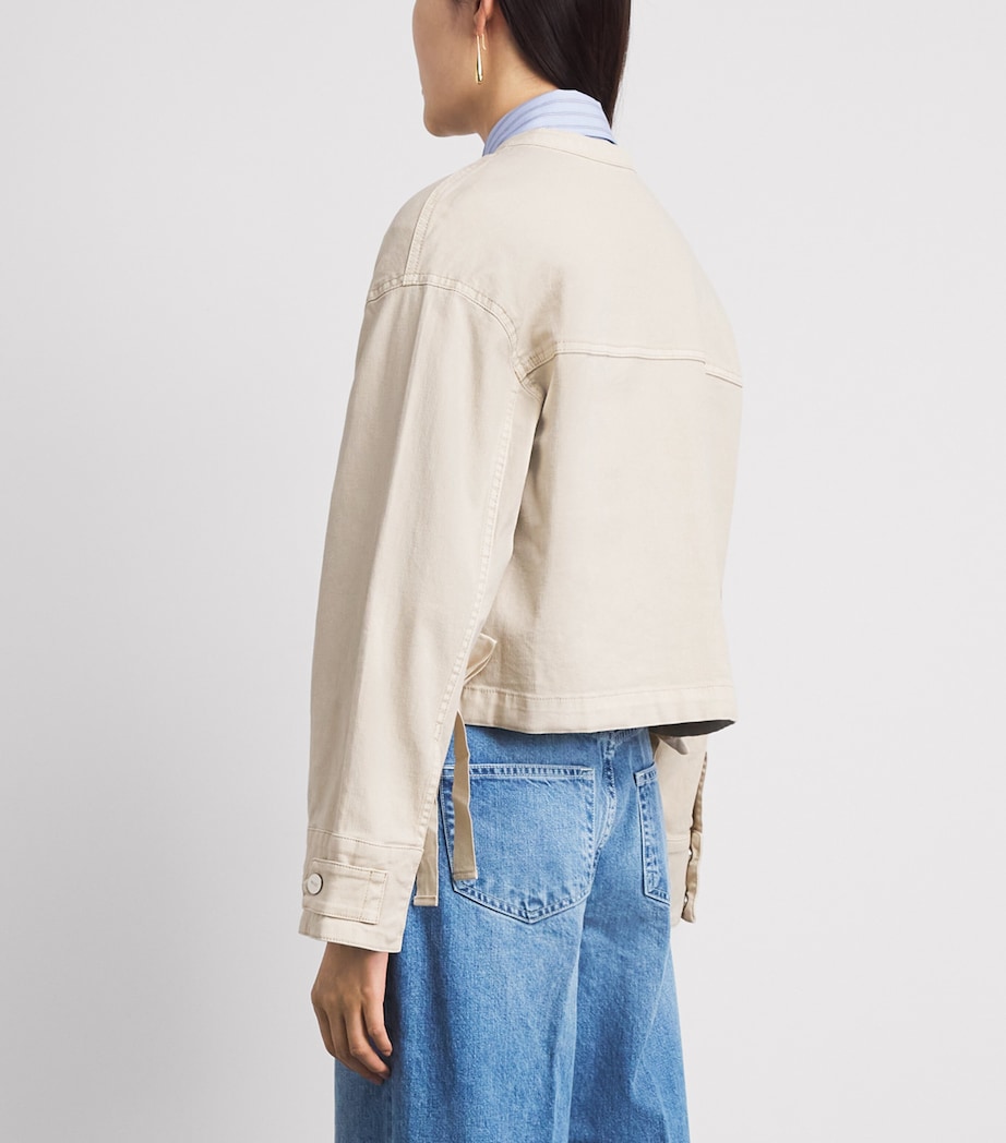 PAIGE Womens Stretch-Cotton Kiran Bomber Jacket Vintage Biscotti Image 5