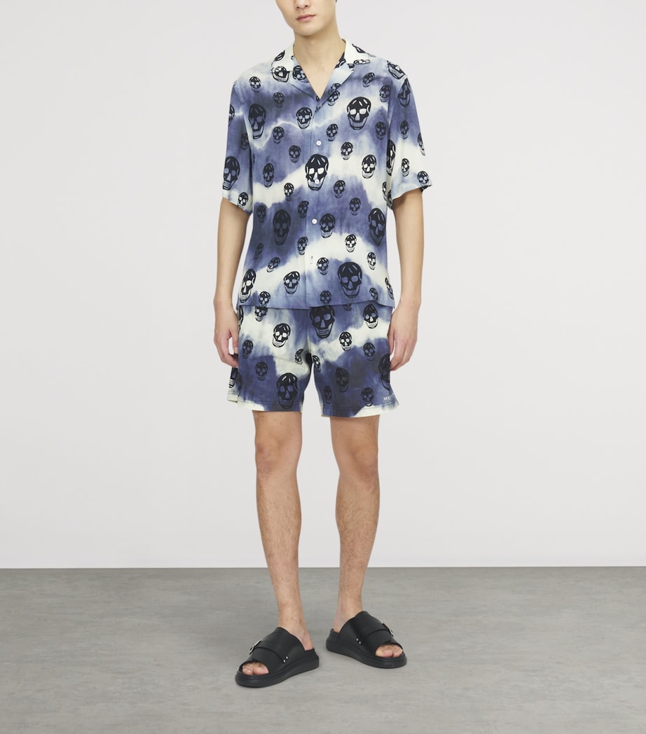 McQueen Mens Tie-Dye Skull Hawaiian Shirt Image 2
