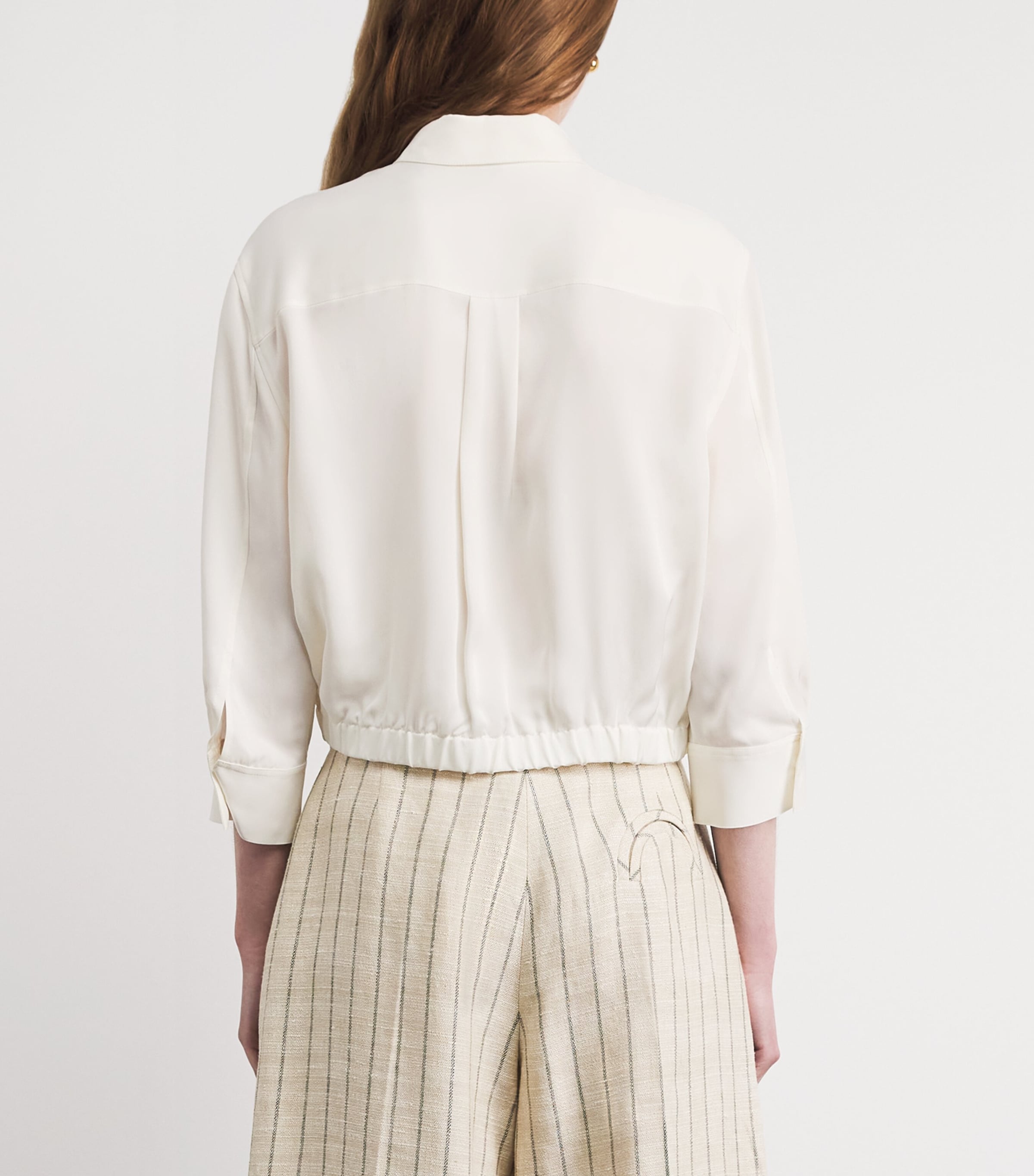 Theory Womens Supima Cotton Cinched Shirt Ivory Image 5