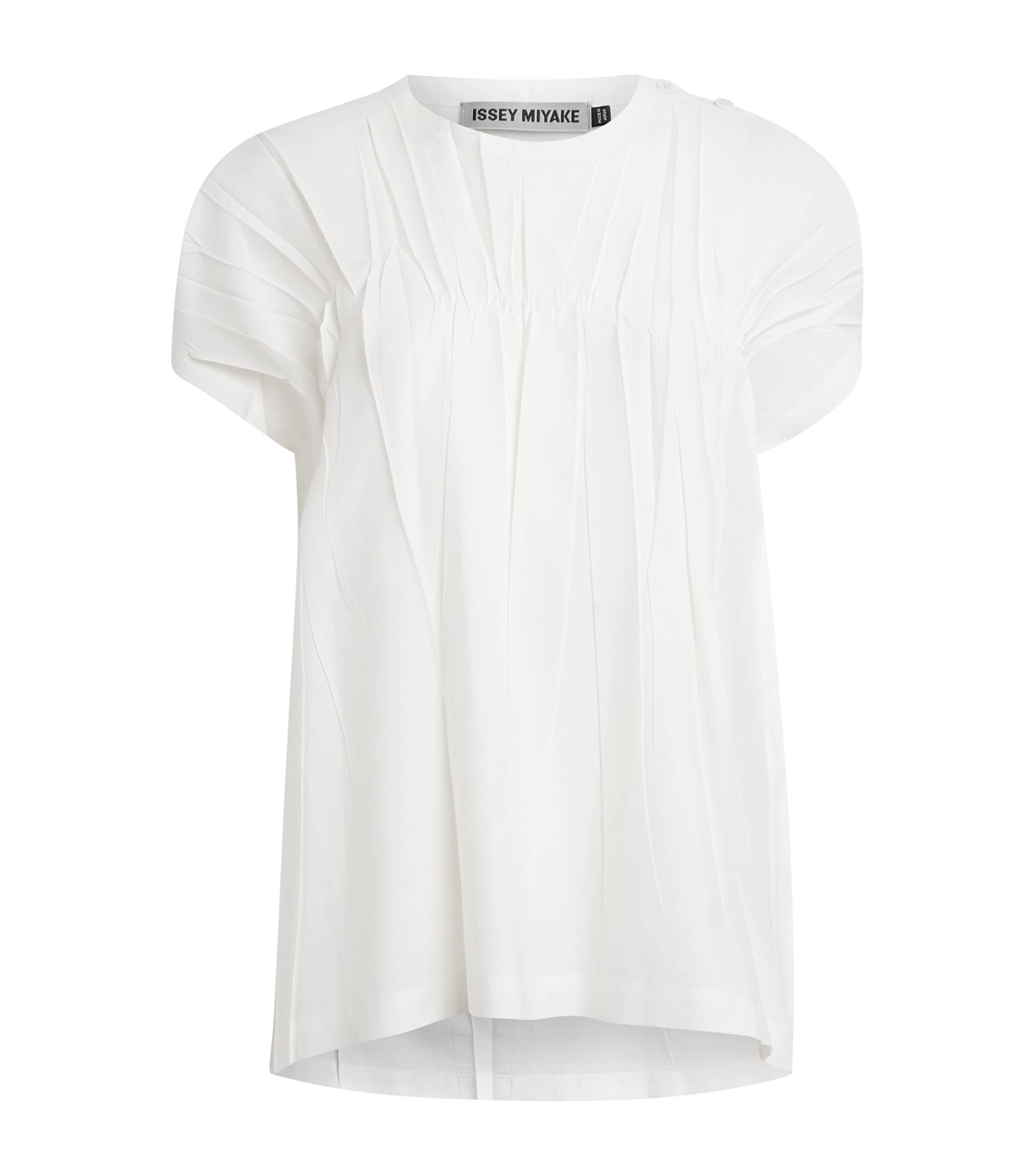 Issey Miyake Crimped And Pressed Blouse In White
