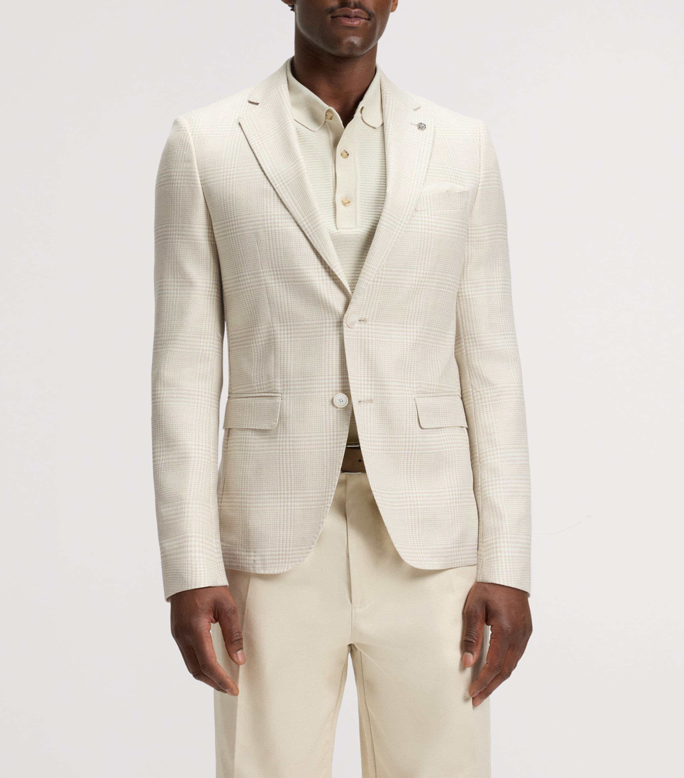 Wool-Silk-Linen Check Blazer 131 Image 2