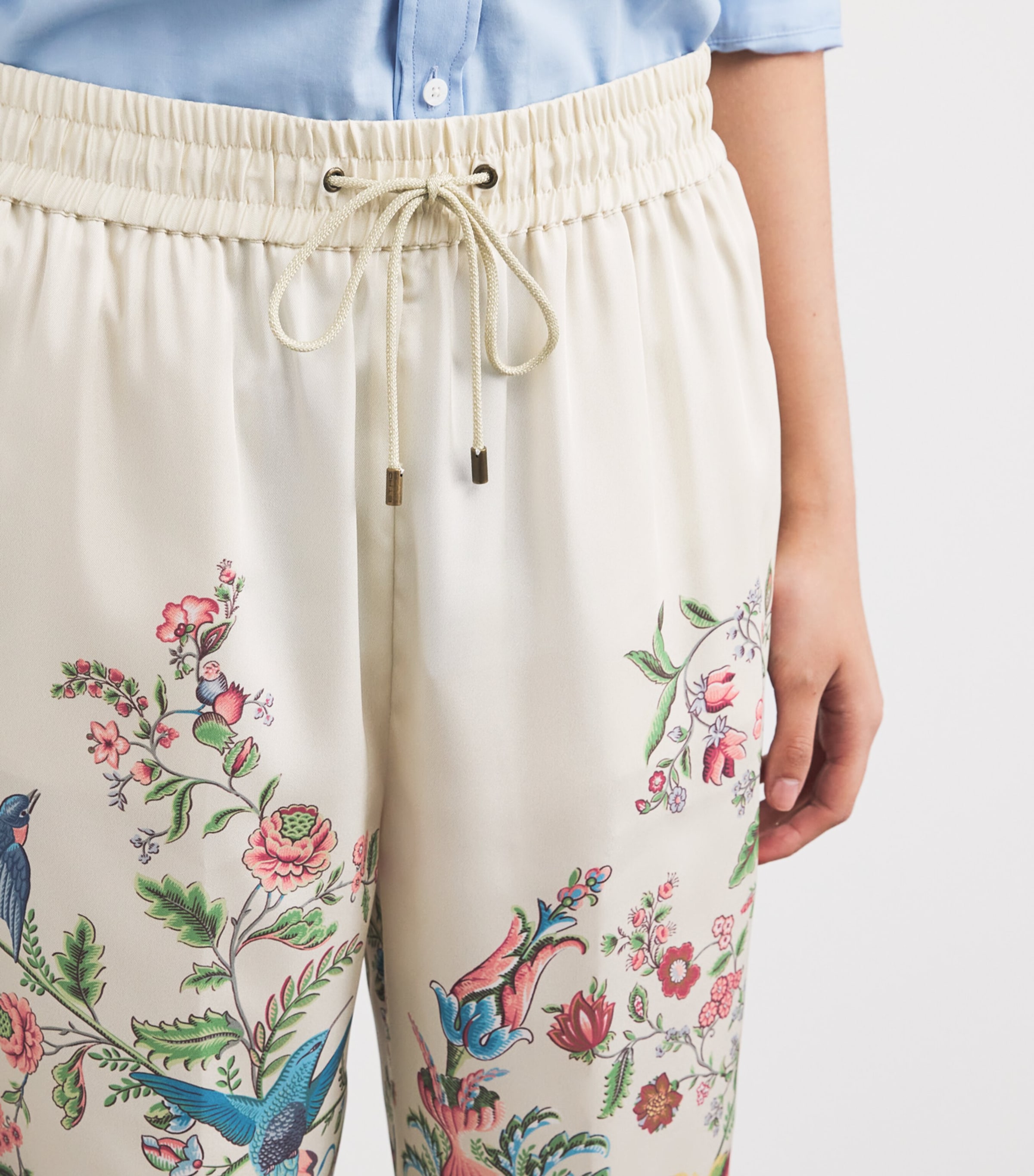 Satin Embroidered Wide-Leg Trousers X0802 Image 6