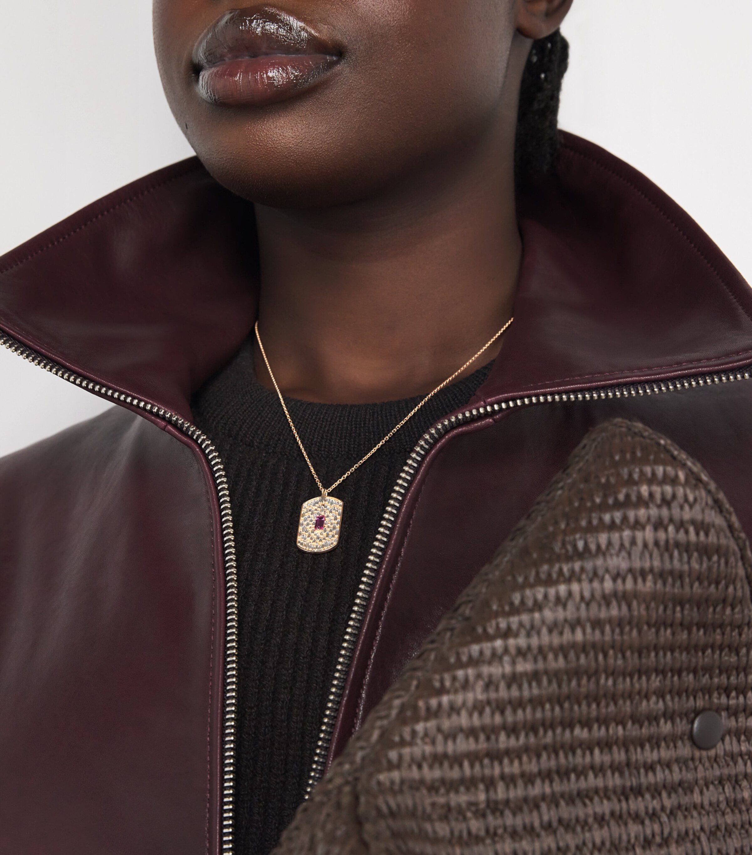 Rose Gold, Diamond and Sapphire Dog Tag Infinite Necklace 18K RG/P Image 2