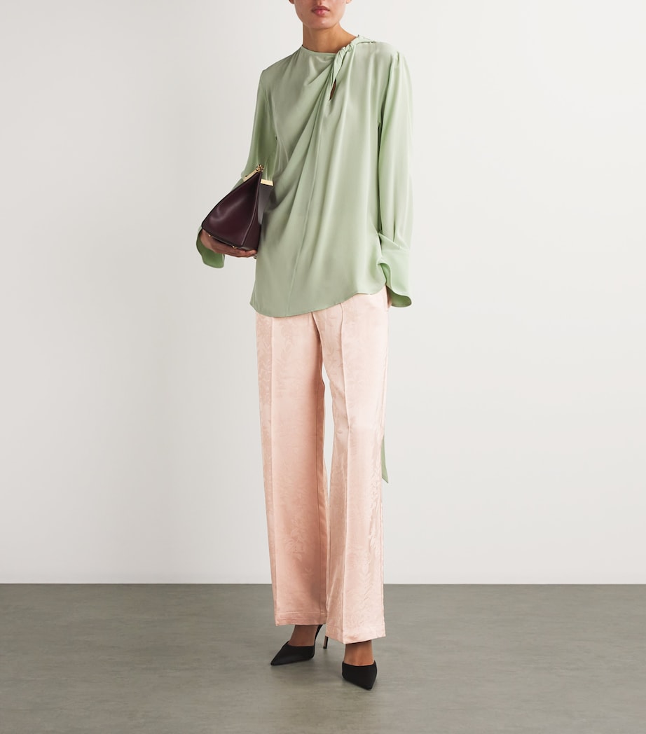 Satin Jacquard Trousers APRICOT / BLUSH Image 2