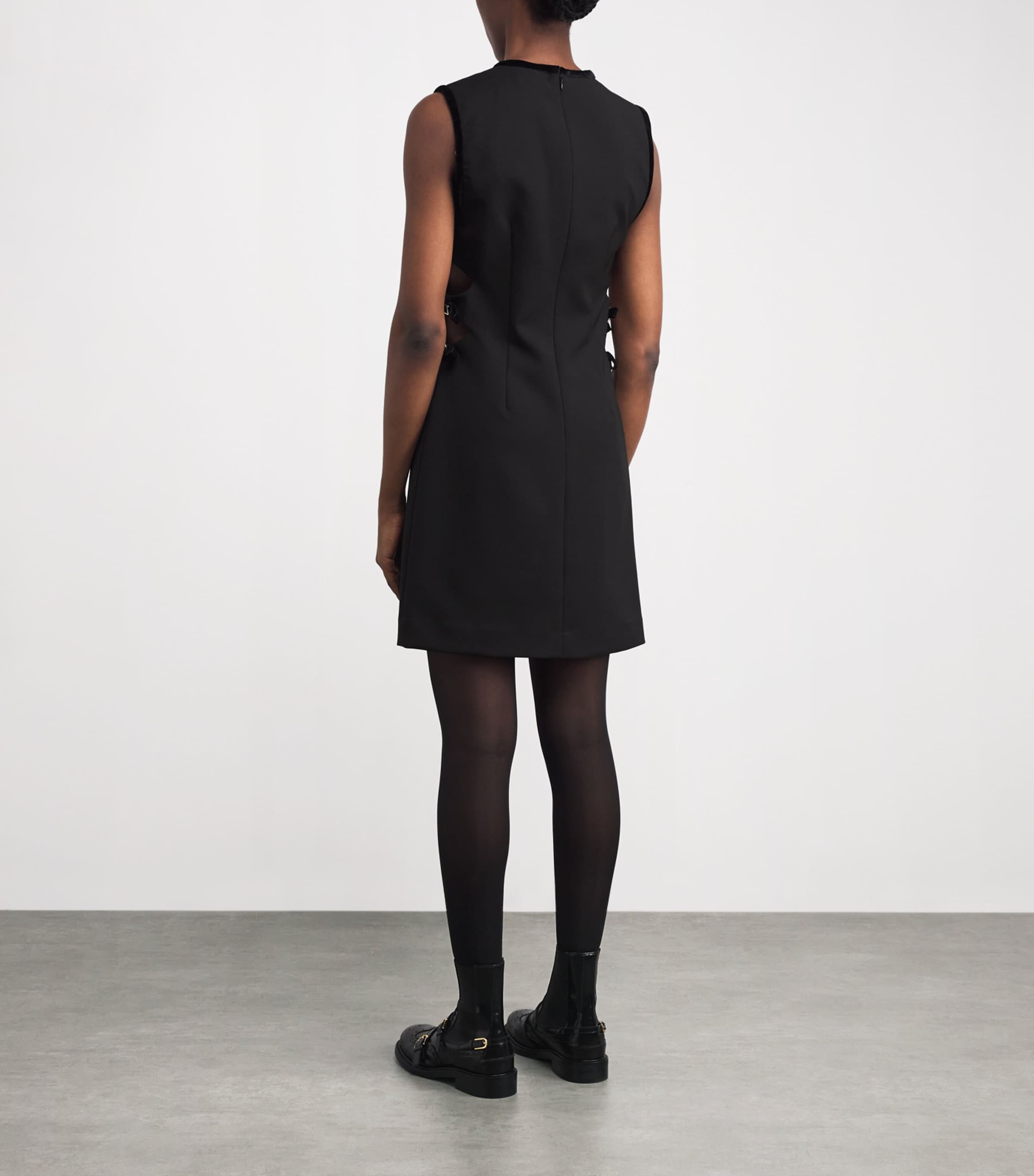 Velvet-Trim Mini Dress BLACK Image 3