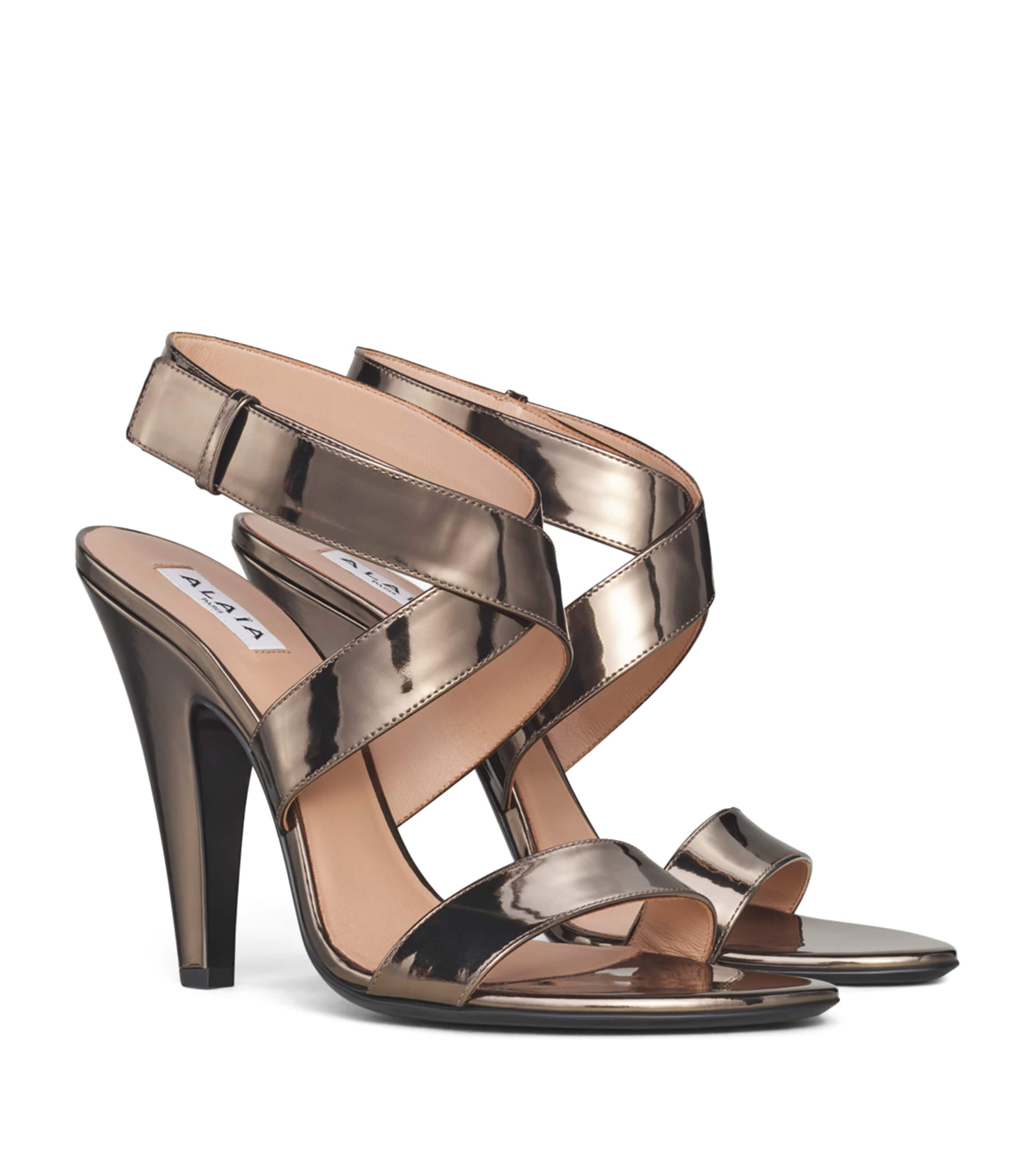 Alaïa Metallic Leather Cone Sandals 110 Brun Metal Image 3