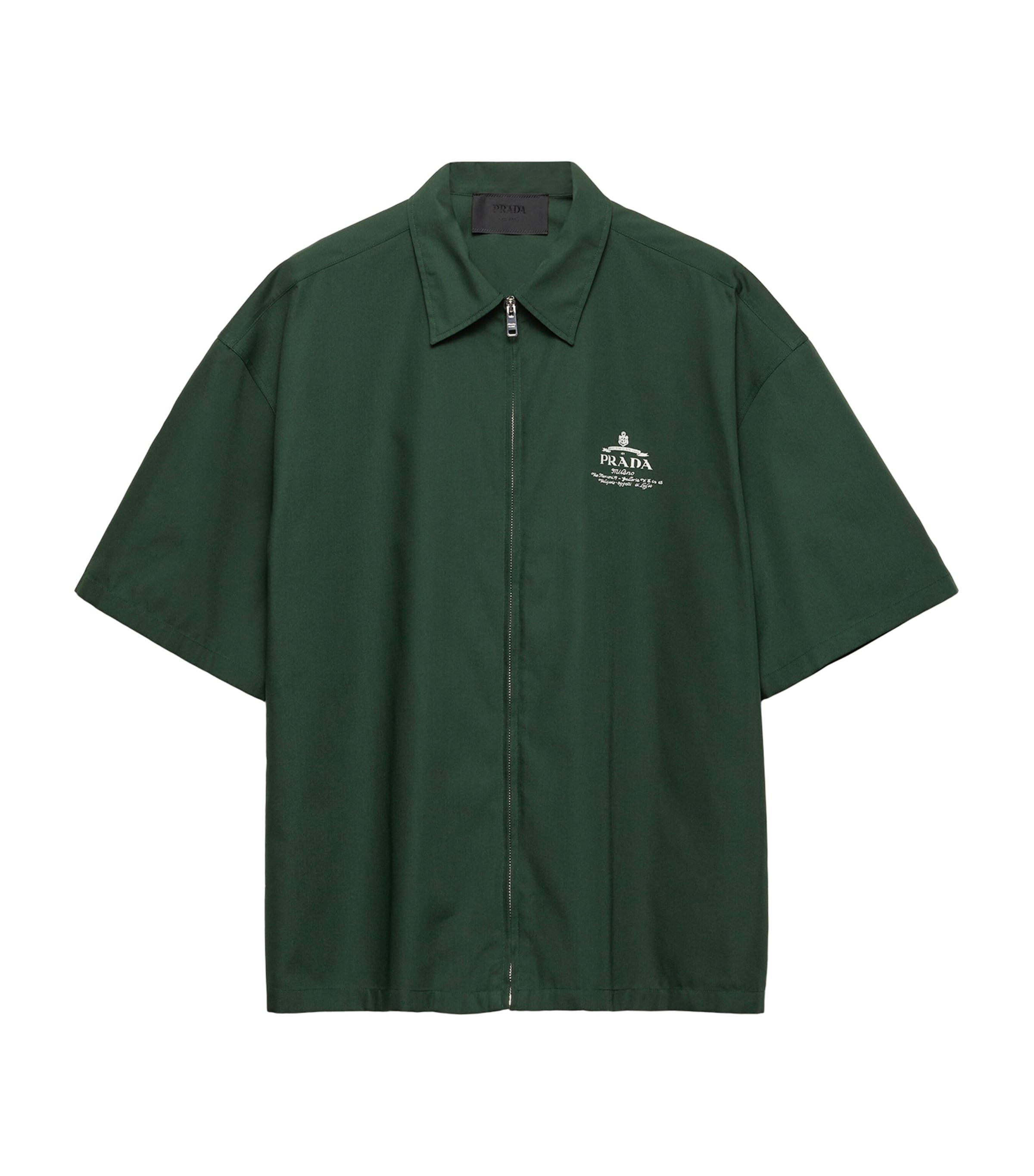 Prada Green Technical Cotton Short-Sleeve Shirt | Harrods MC