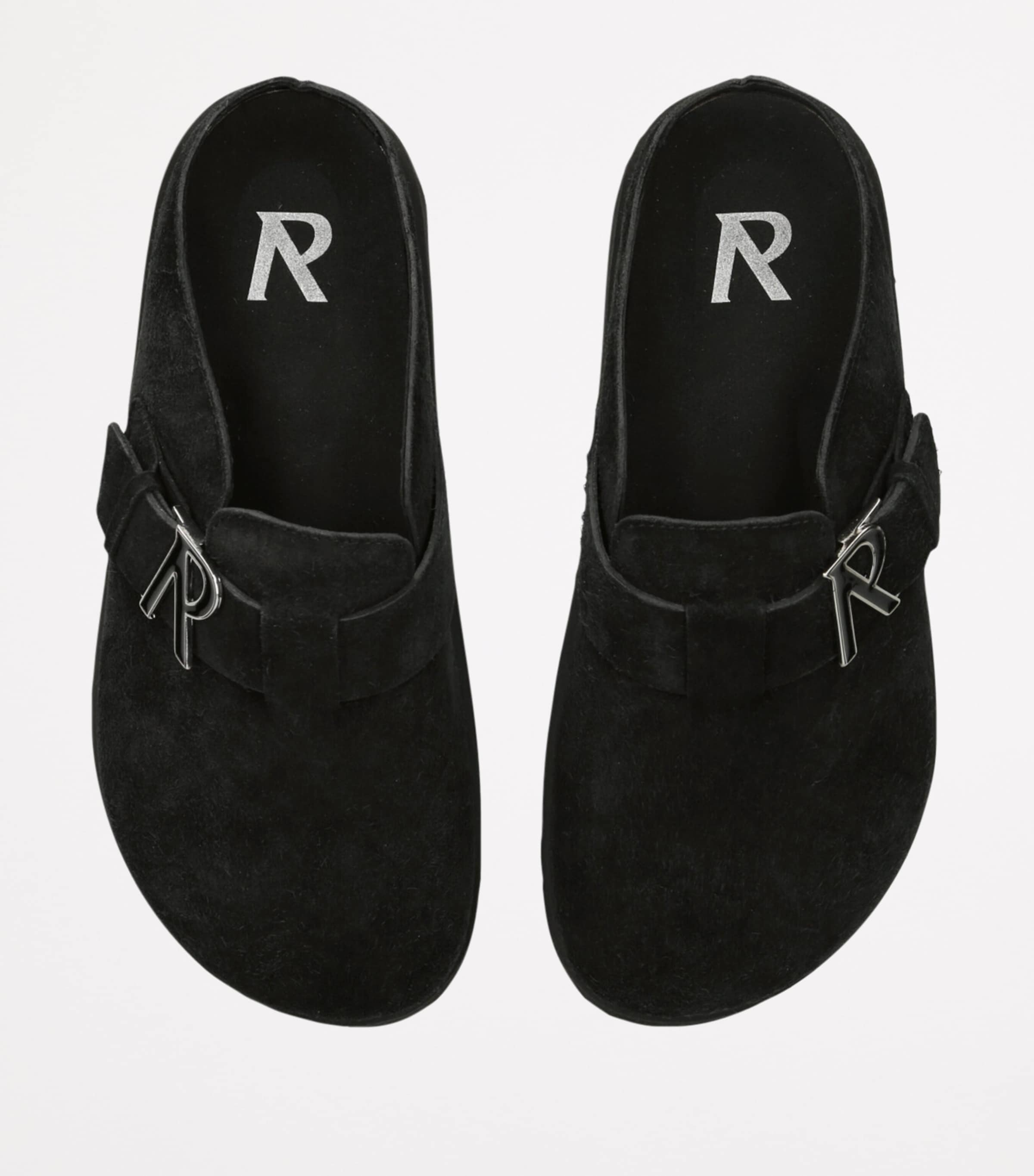 Suede Initial Mules BLACK Image 4