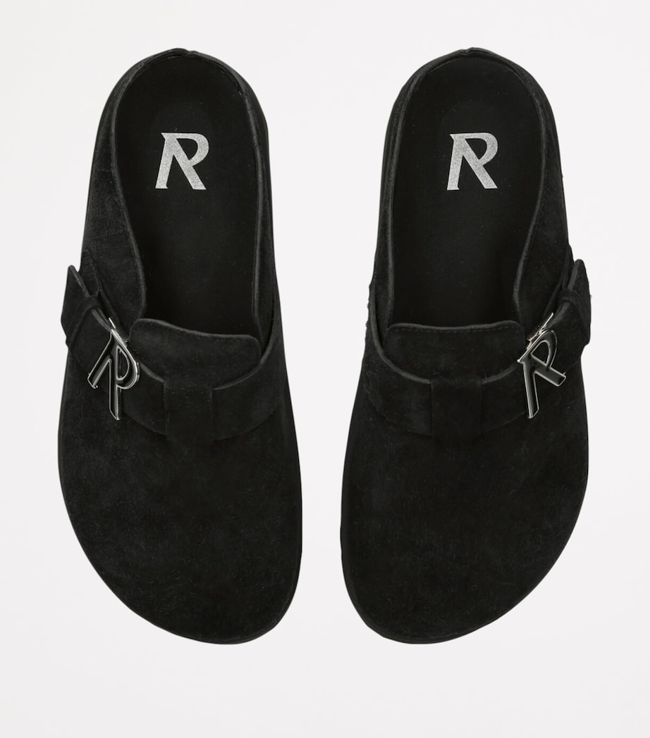 Suede Initial Mules BLACK Image 4