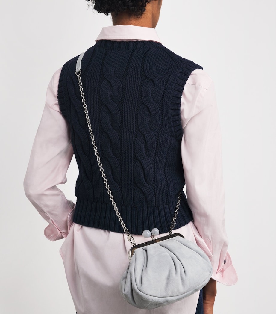 Small Suede Pasticcino Clutch Bag LIGHT BLUE Image 2