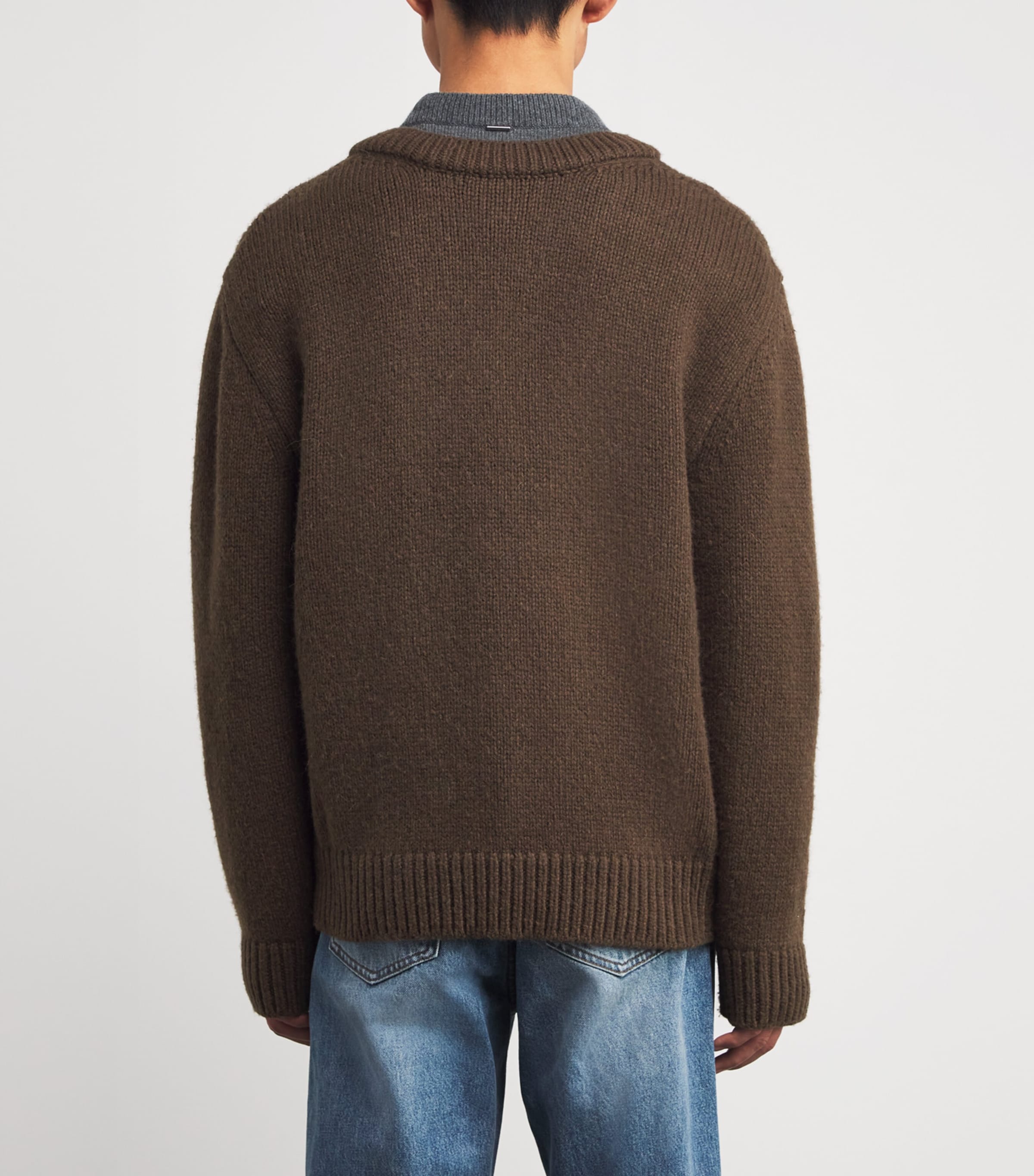 Wool-Blend Double-Layer Sweater KHAKI KK Image 4