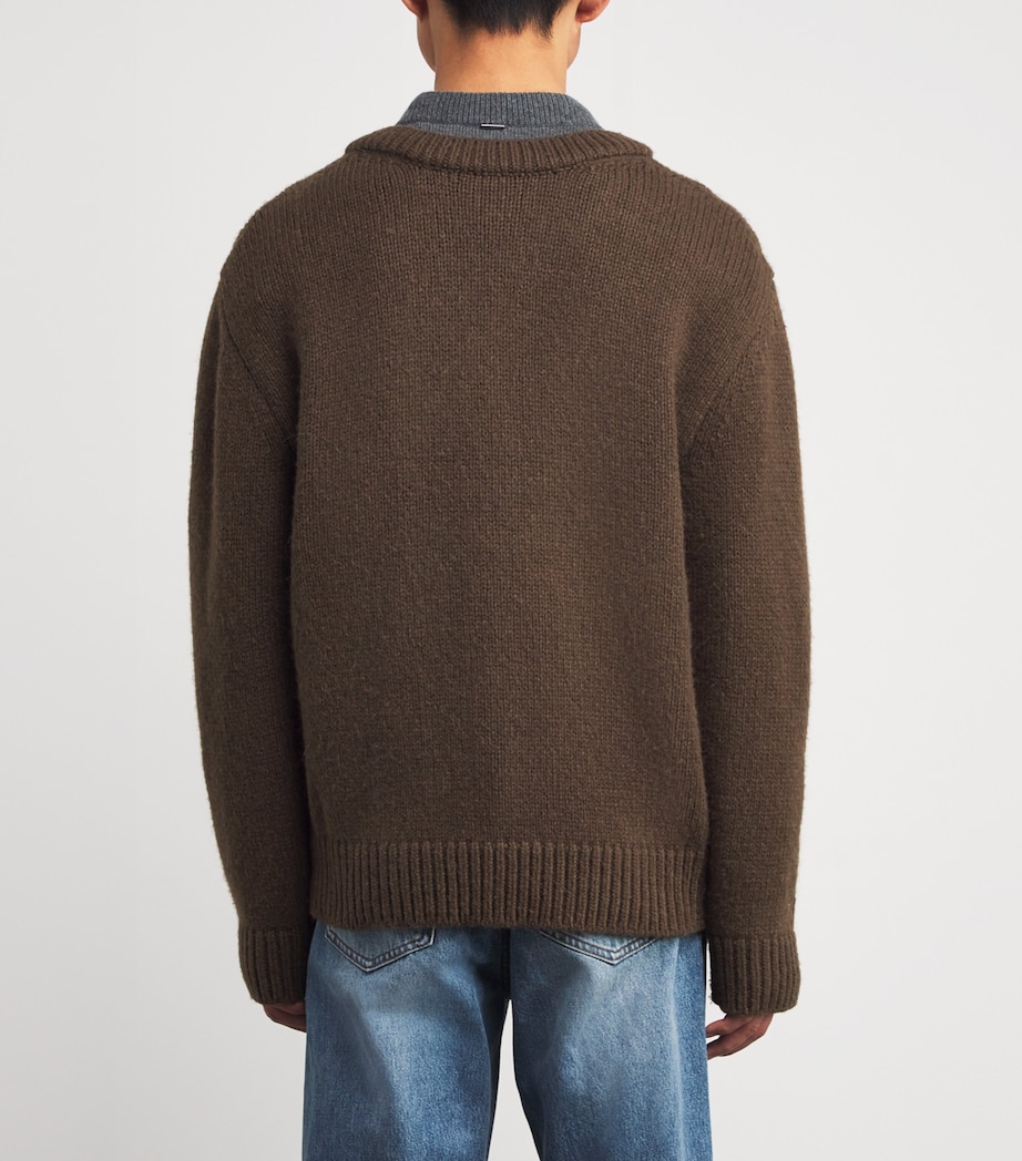 Wool-Blend Double-Layer Sweater KHAKI KK Image 4