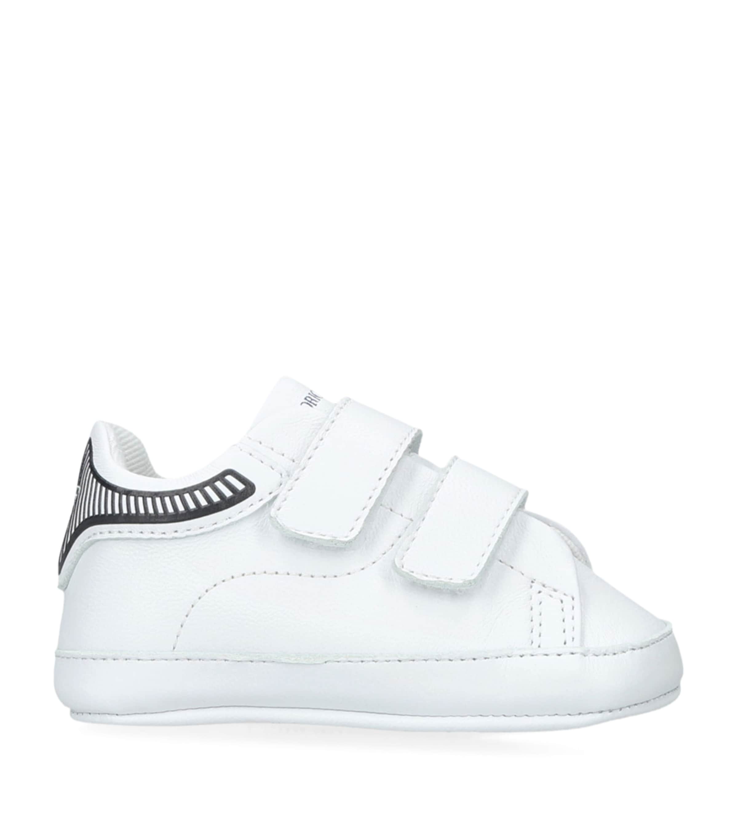 Leather Velcro Crib Sneakers WHITE/BLK Image 1