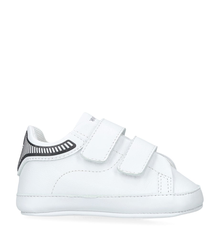 Leather Velcro Crib Sneakers WHITE/BLK Image 1