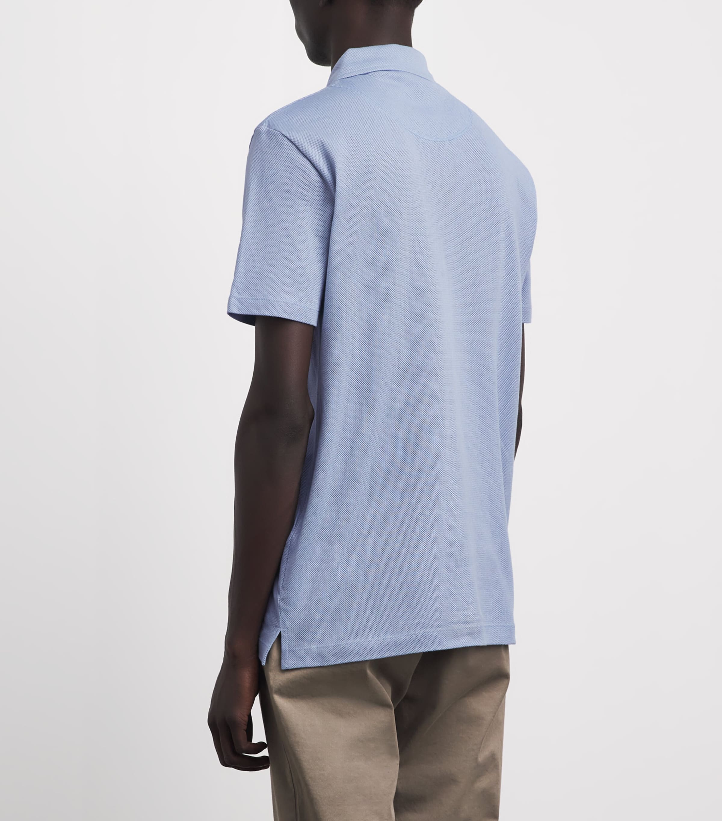 Sunspel Mens Supima Cotton Riviera Polo Shirt Powder Image 5