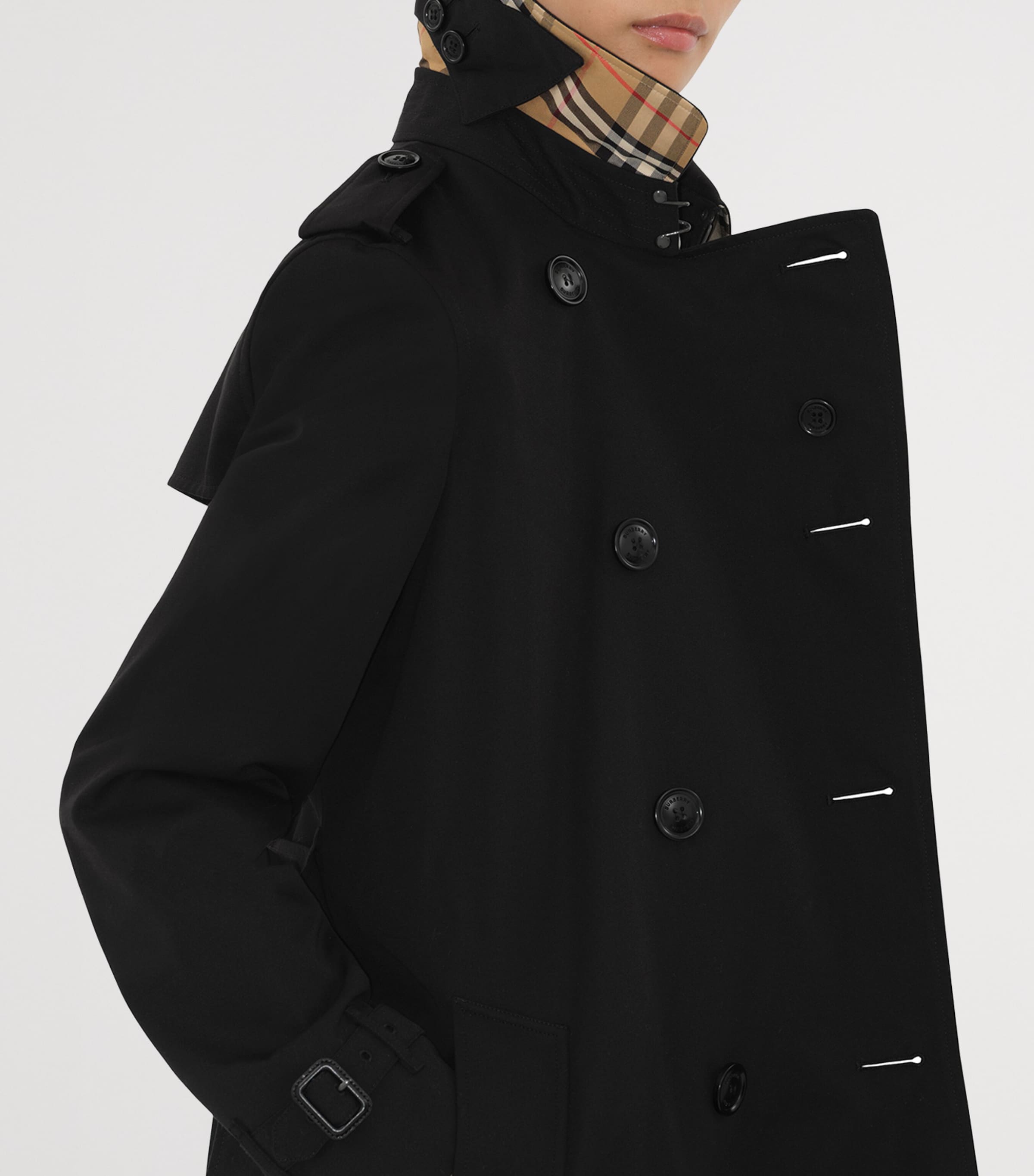 Cotton Short Kensington Heritage Trench Coat BLACK Image 5
