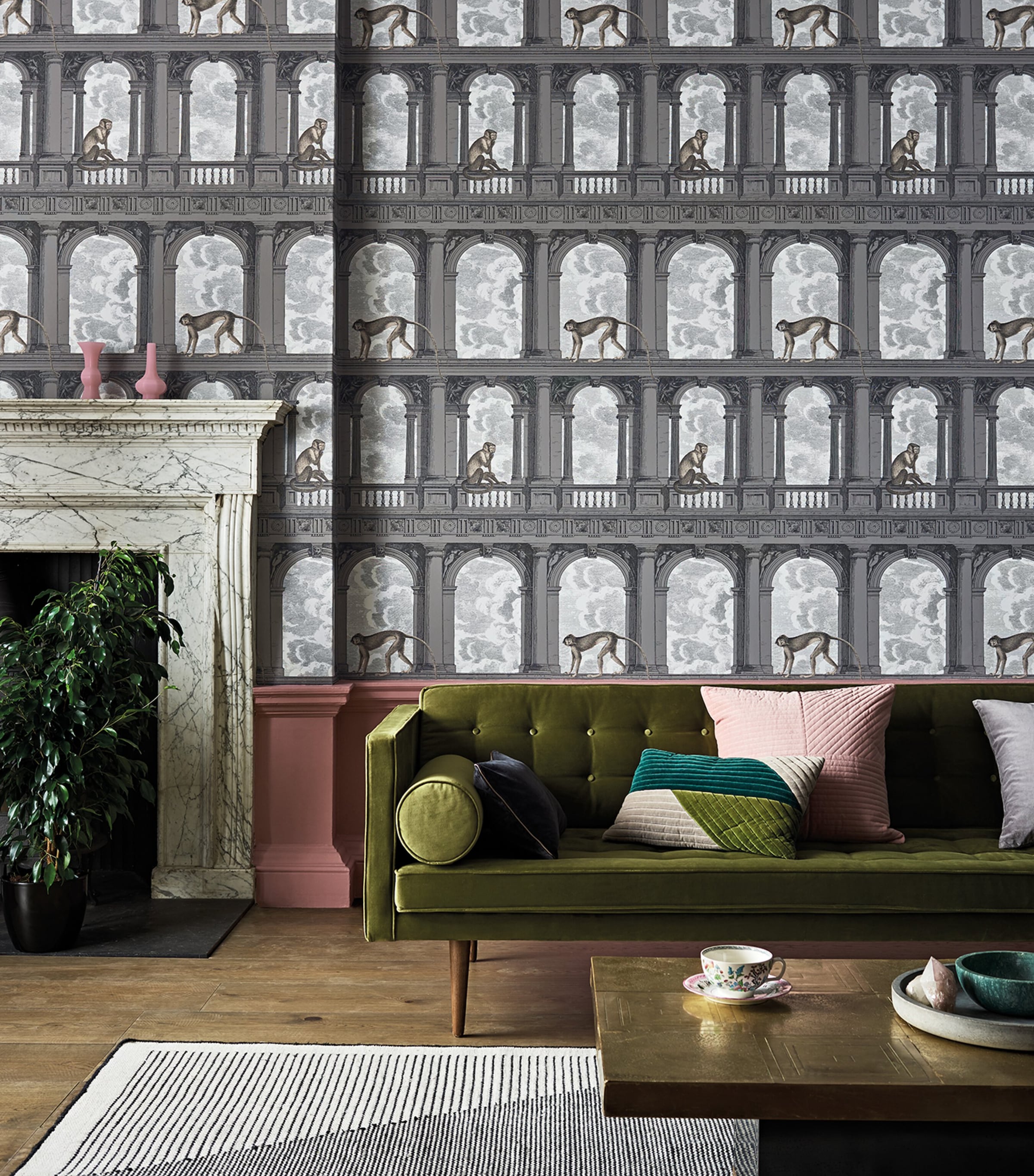 x Fornasetti Procuratie con Vista Wallpaper Roll SOOT & SNOW Image 4